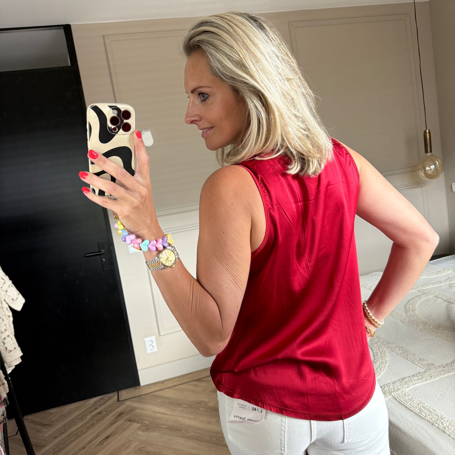 Top Lena Satijn Rood
