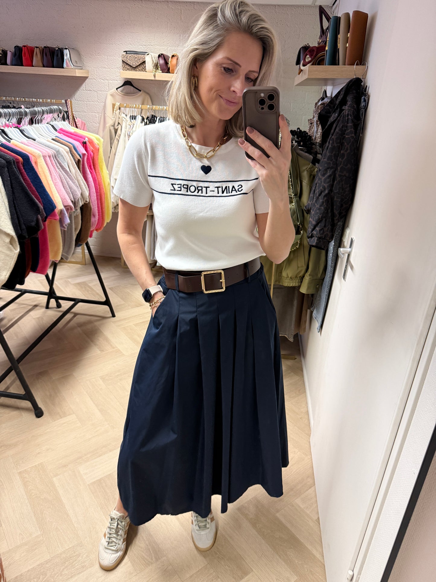 Rok Sharon Plooi Donkerblauw