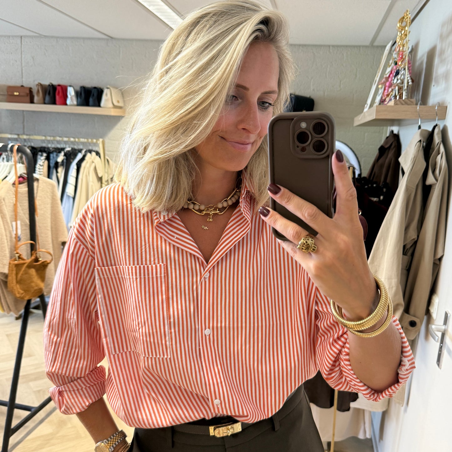 Blouse Streepjes Oranje