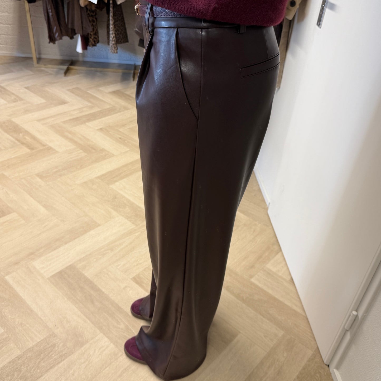 Pantalon Farah Pu Leather Choco Bruin