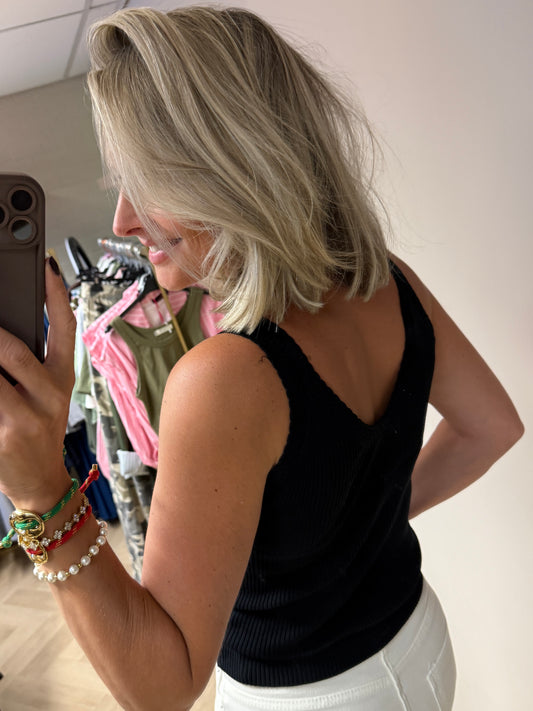 Top Linda V-hals Viscose Zwart