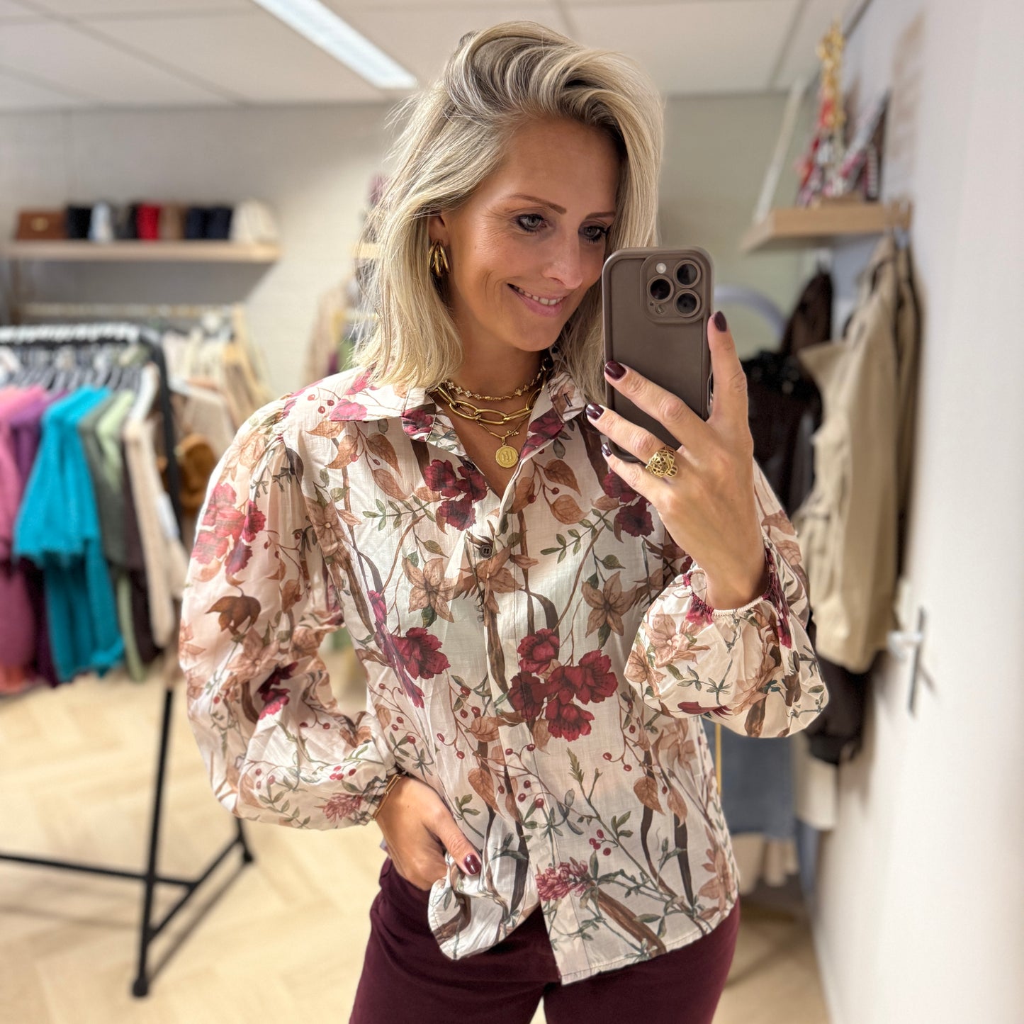 Blouse Georgina Flowers Wit