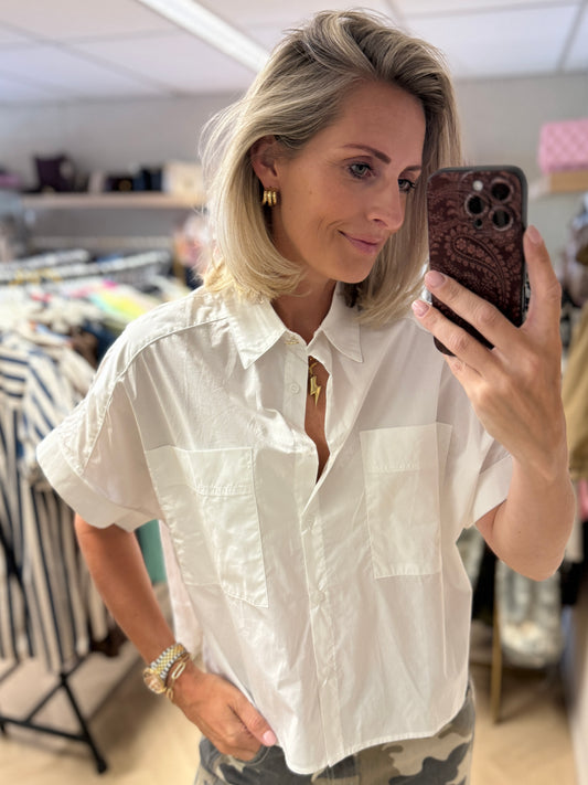 Blouse Els Oversized Cropped Wit