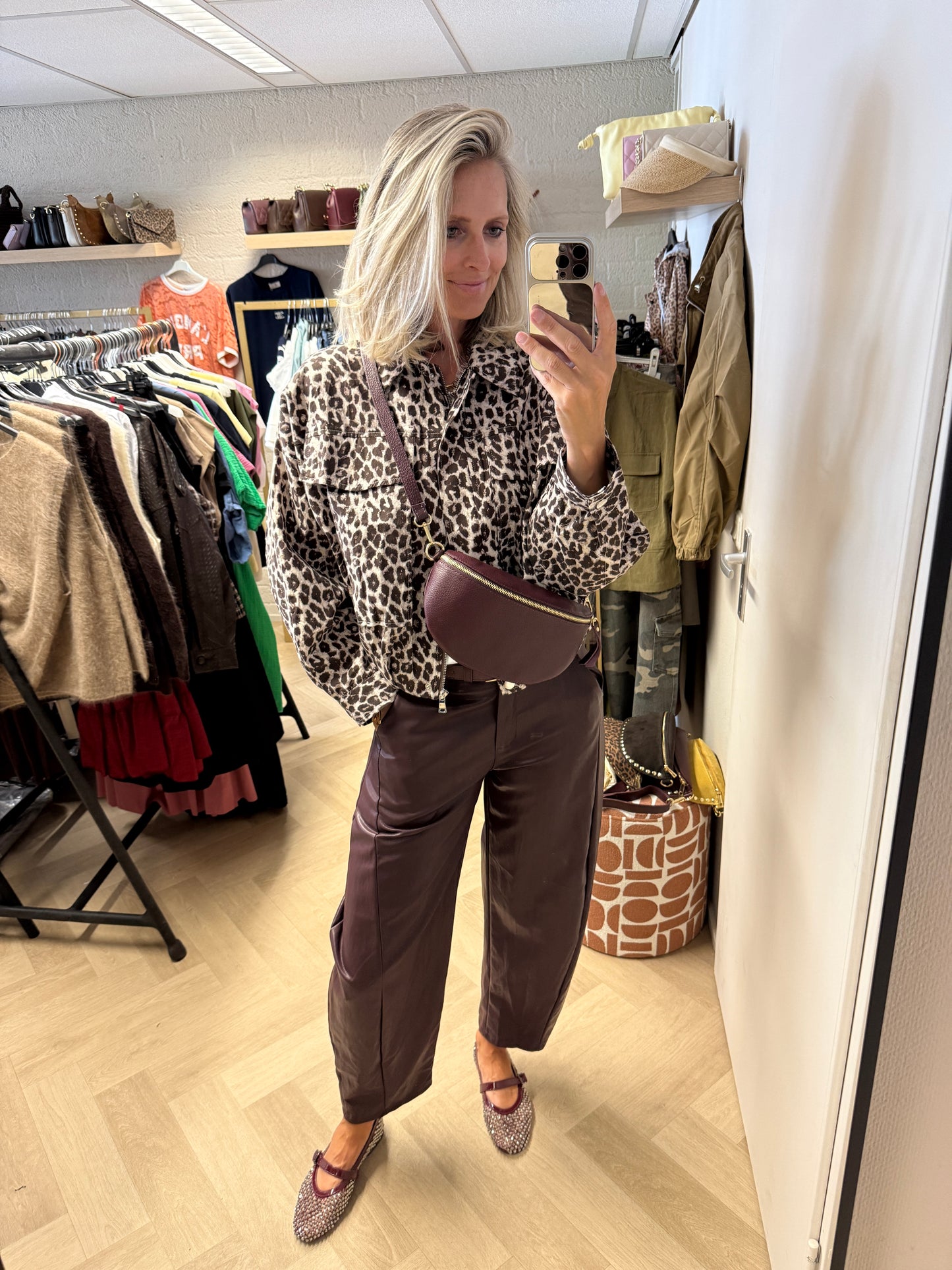 Broek Haily PU Burgundy