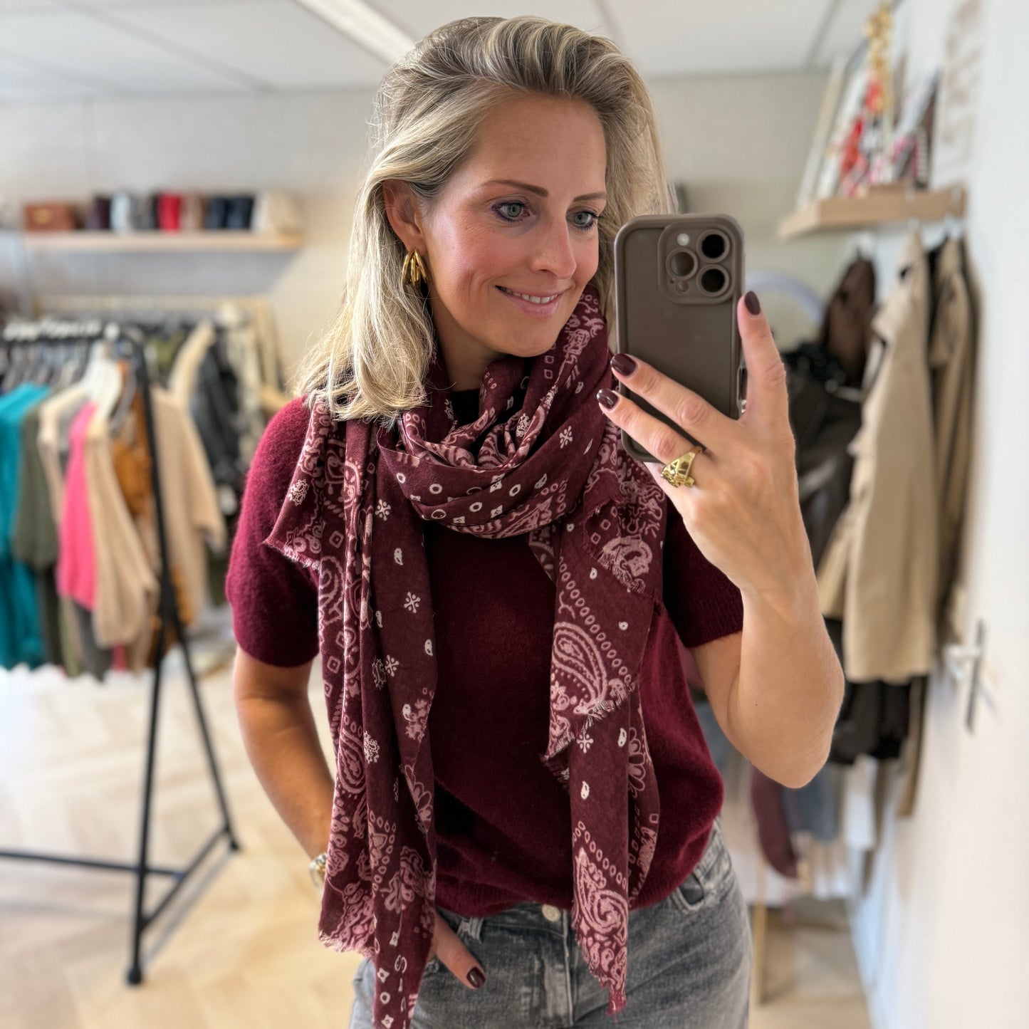 Sjaal Paisley Burgundy