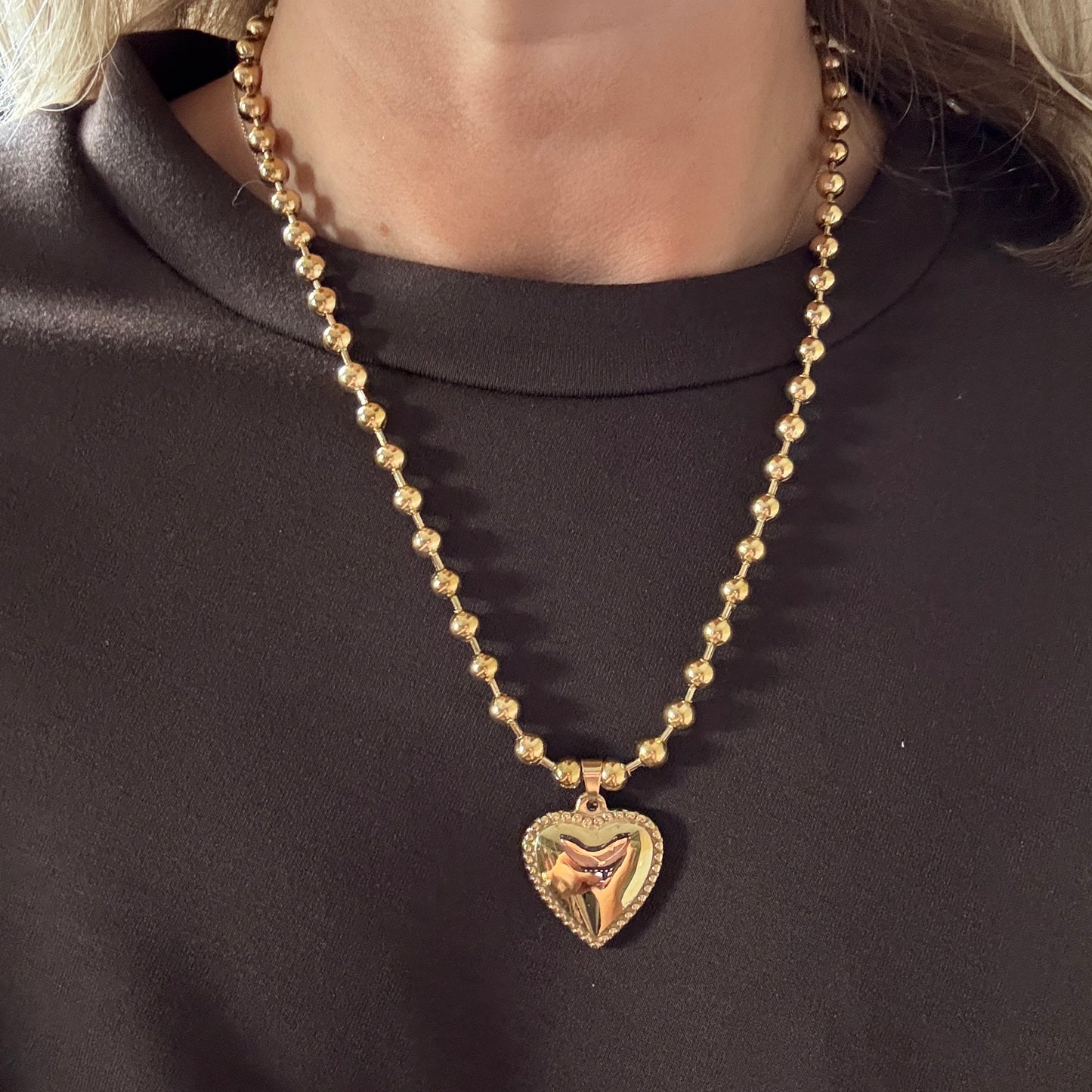 Ketting Bolletjes Hart Goud