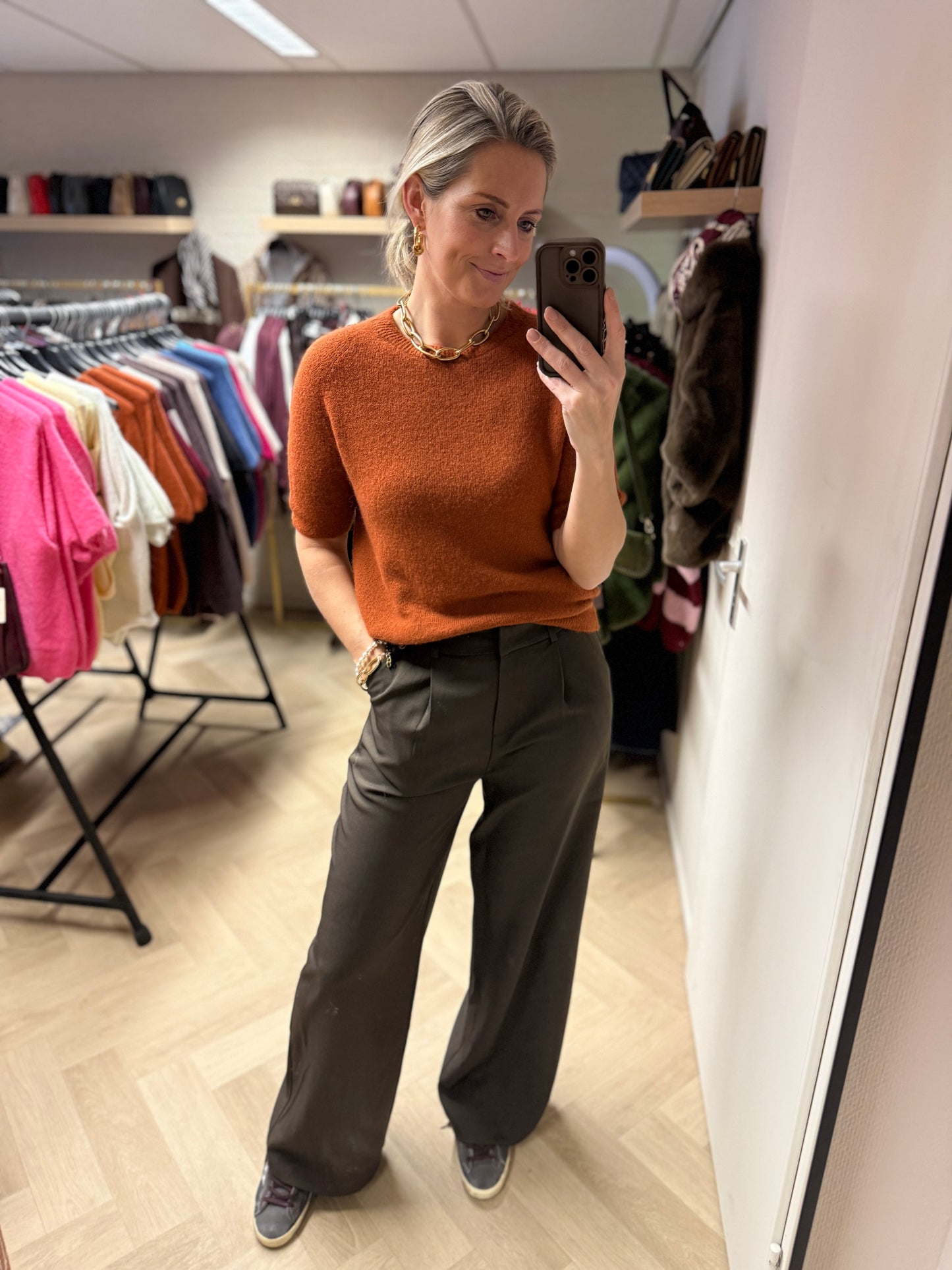 Trui Claudia Korte Mouw Alpaca Brique