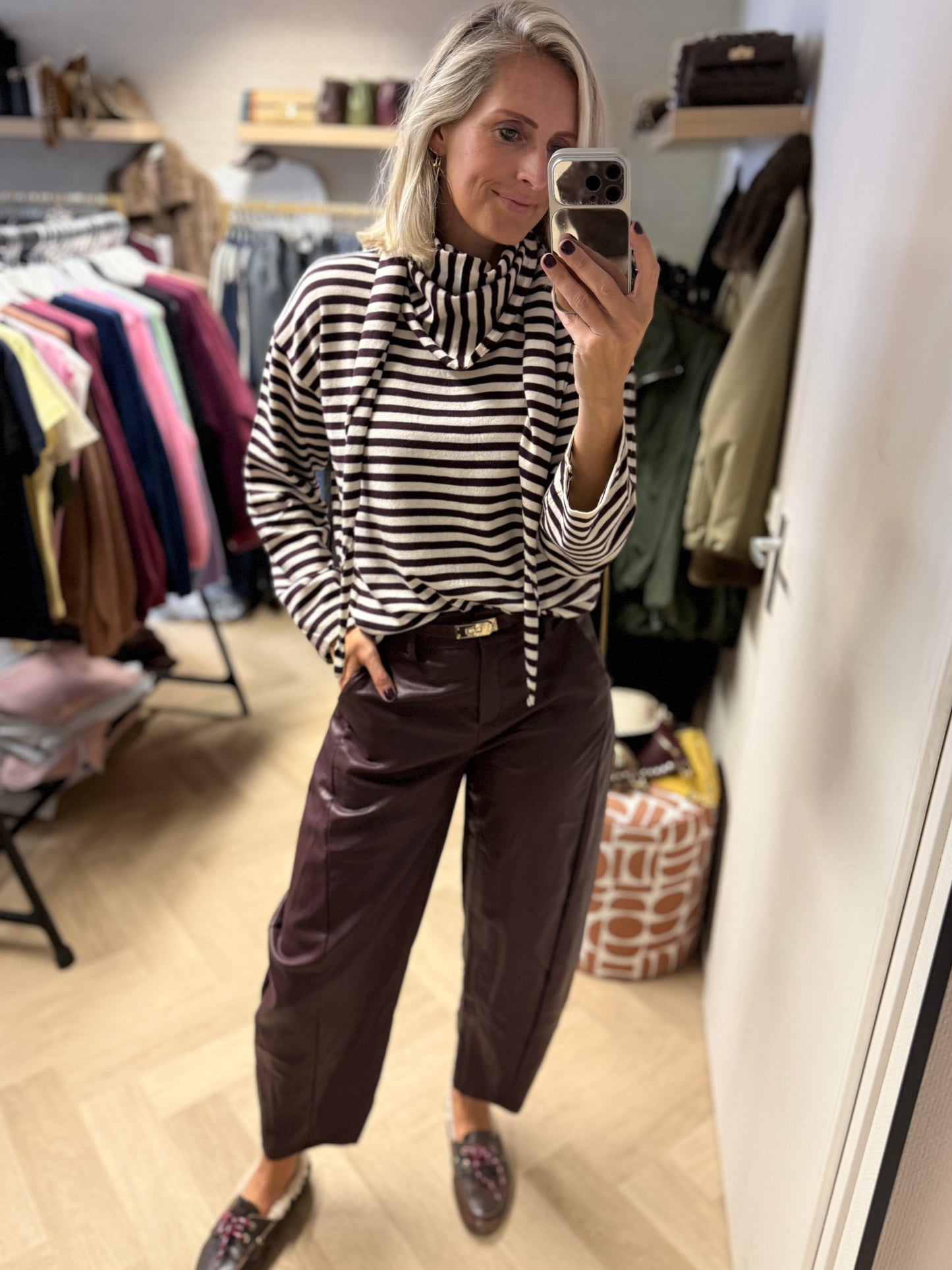 Trui May Sjaal Streep Bordeaux