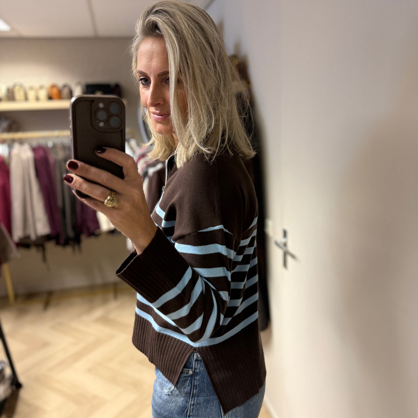 Trui Mary Streep Blauw Bruin