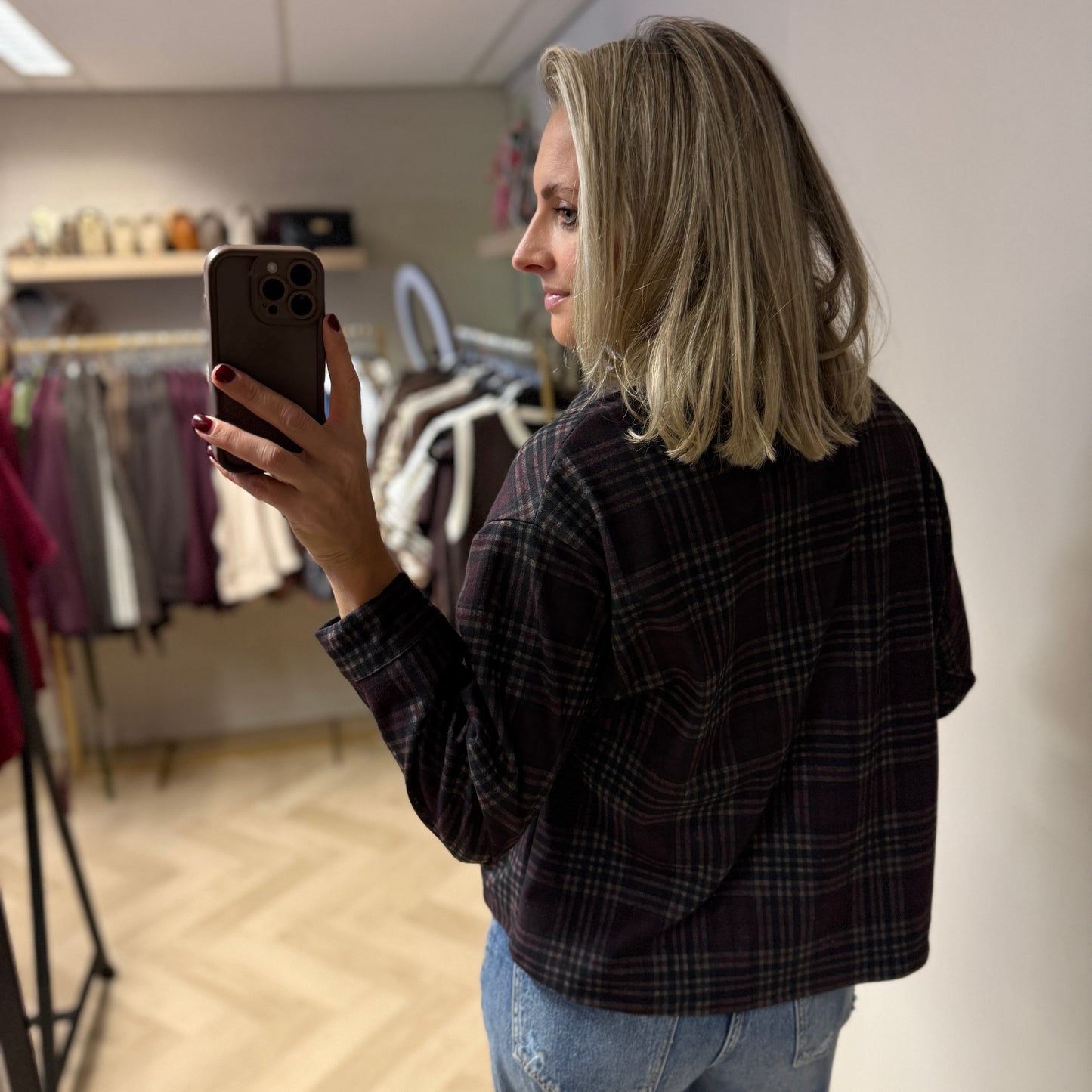 Vest Lieke Ruit Bordeaux