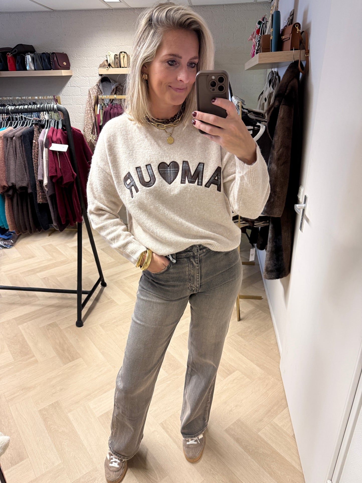 Trui Knitted Amour Beige