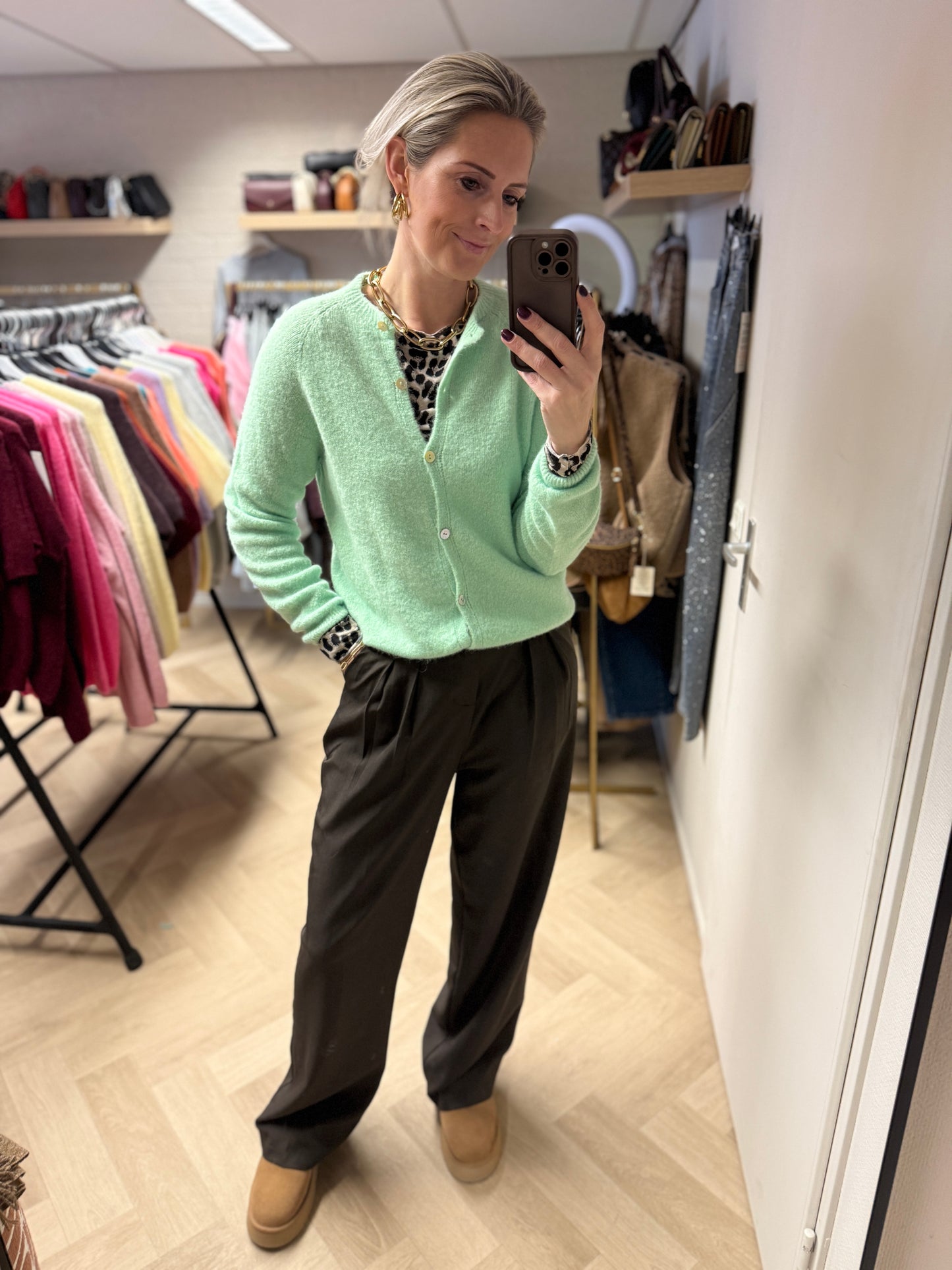 Vest Claudia Lange Mouw Alpaca Mint