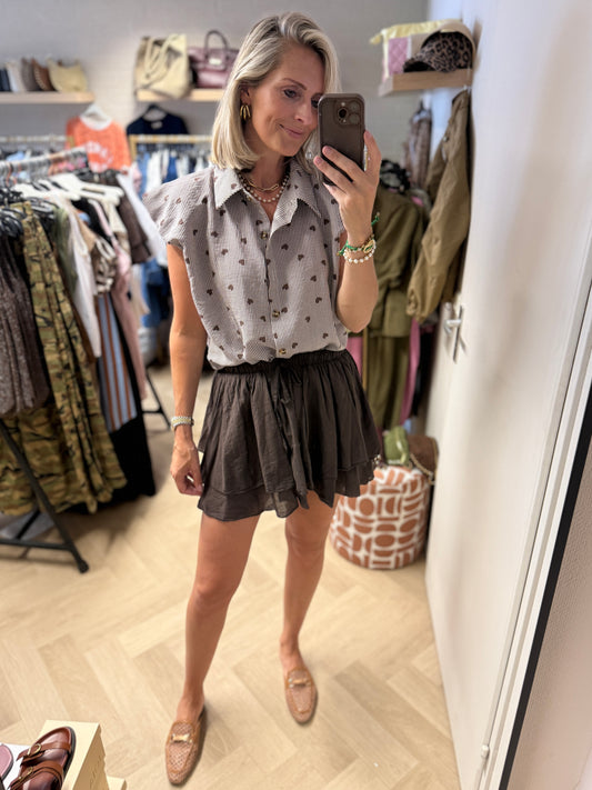 Blouse Jill Streep Hartjes Bruin