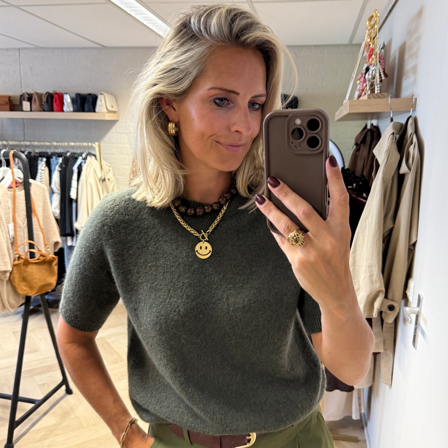 Trui Claudia Alpaca Armygroen