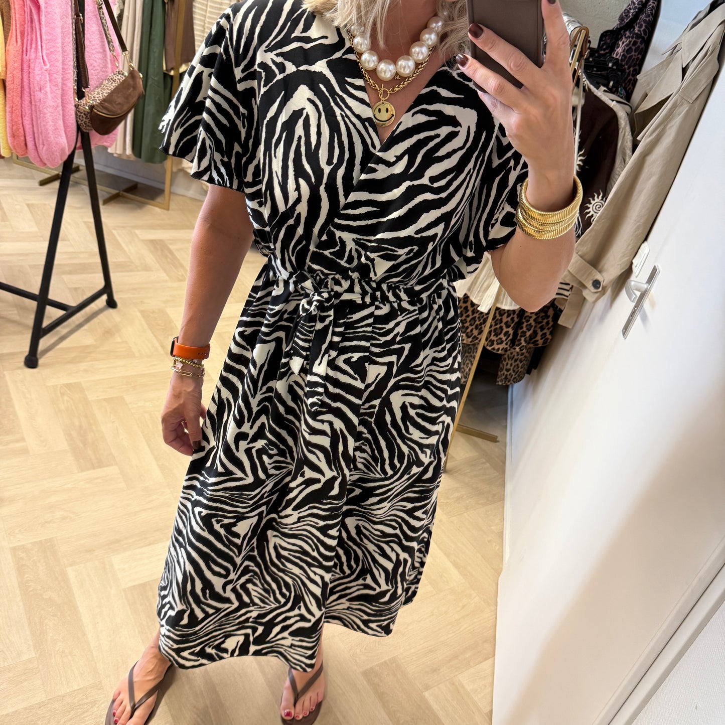 Jurk Midi Lang Simone Zebra