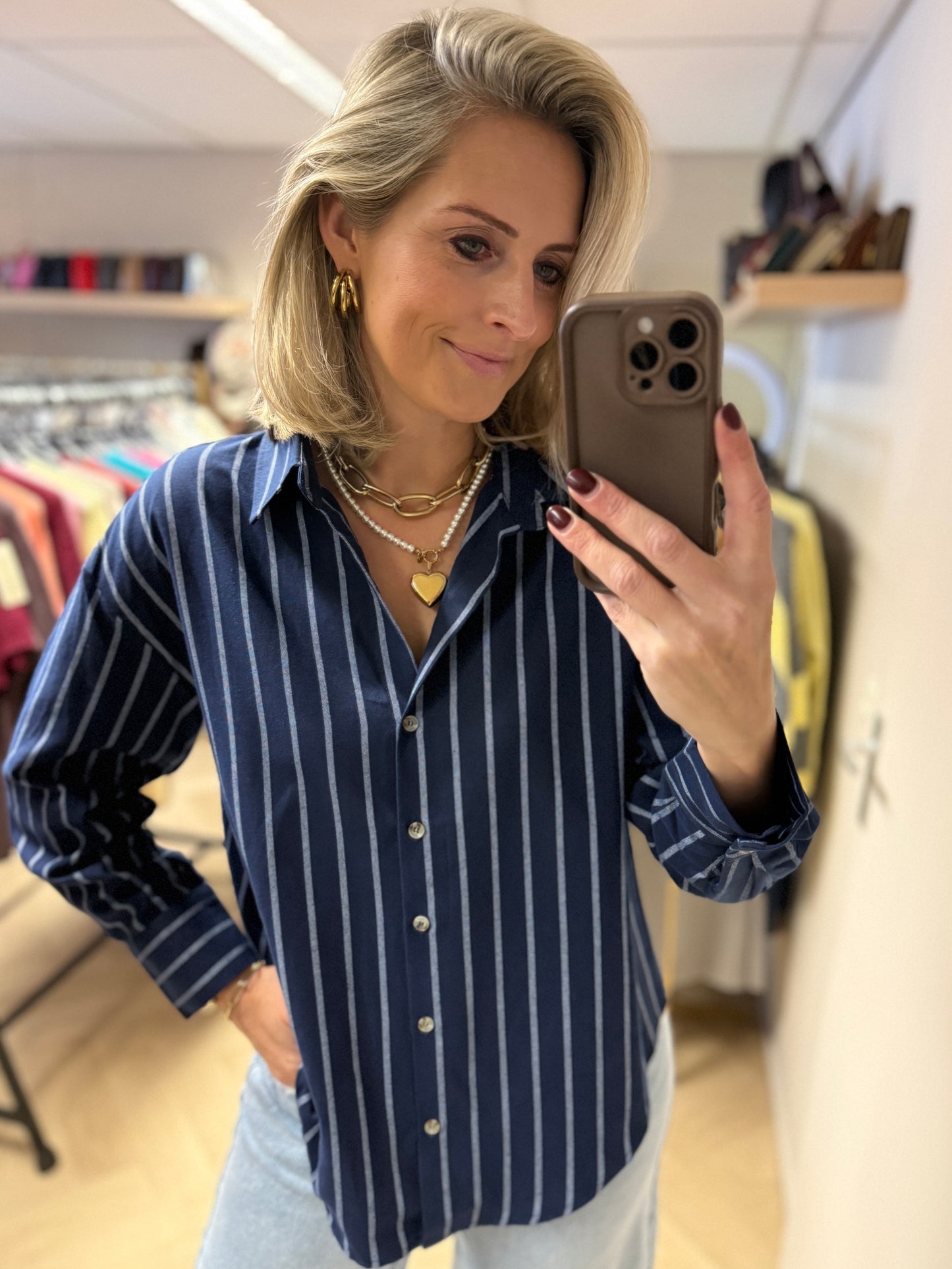 Blouse Fleur Streep Blauw