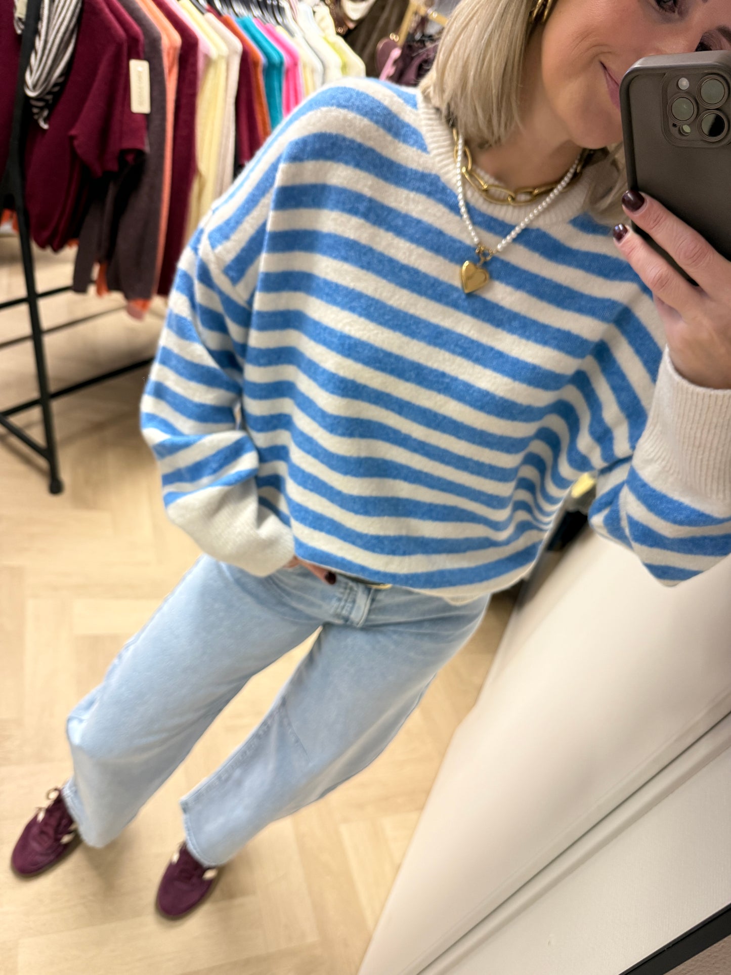 Trui Pip Streep Blauw Ecru