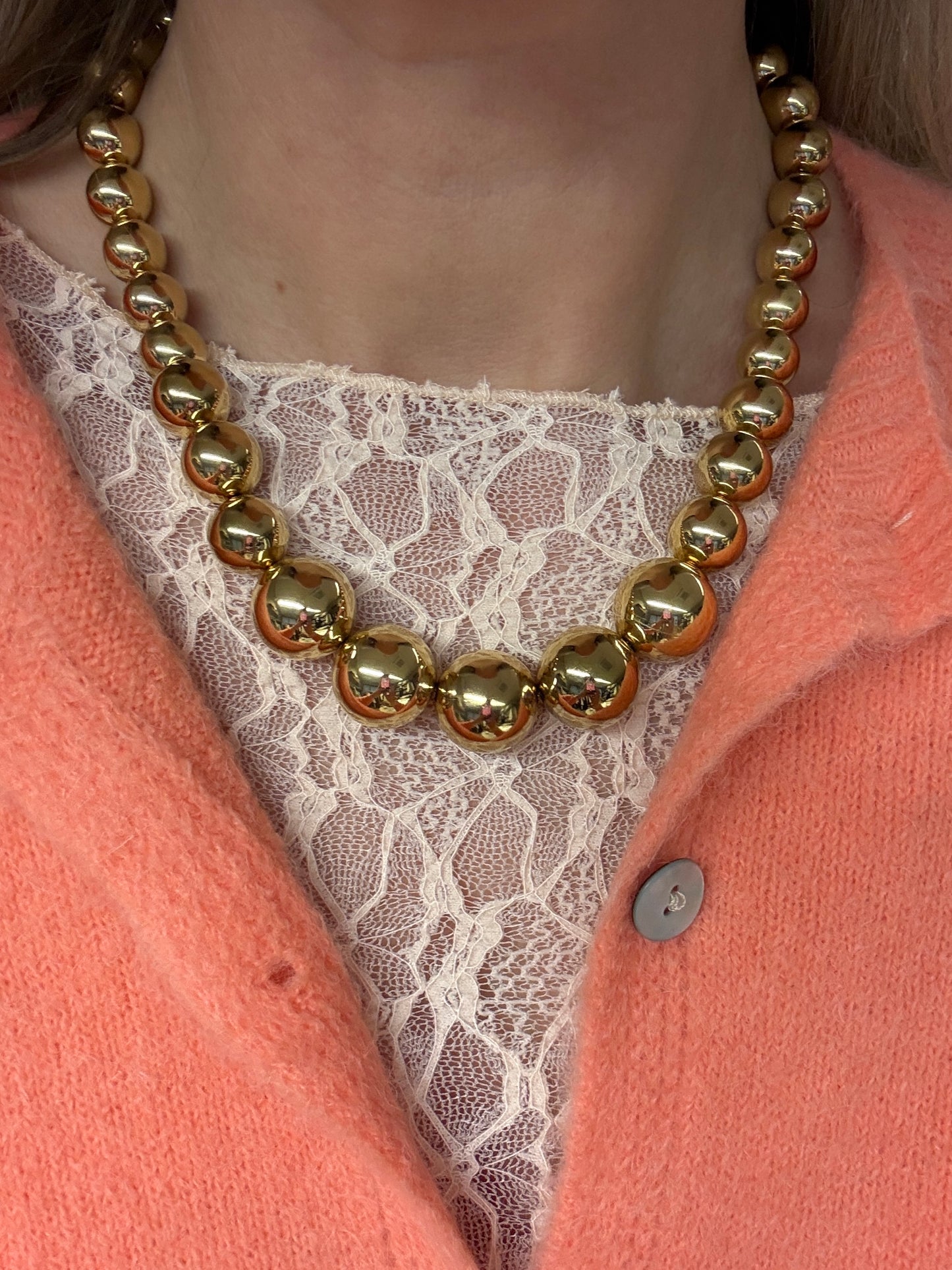 Ketting Kralen Bollen Goud