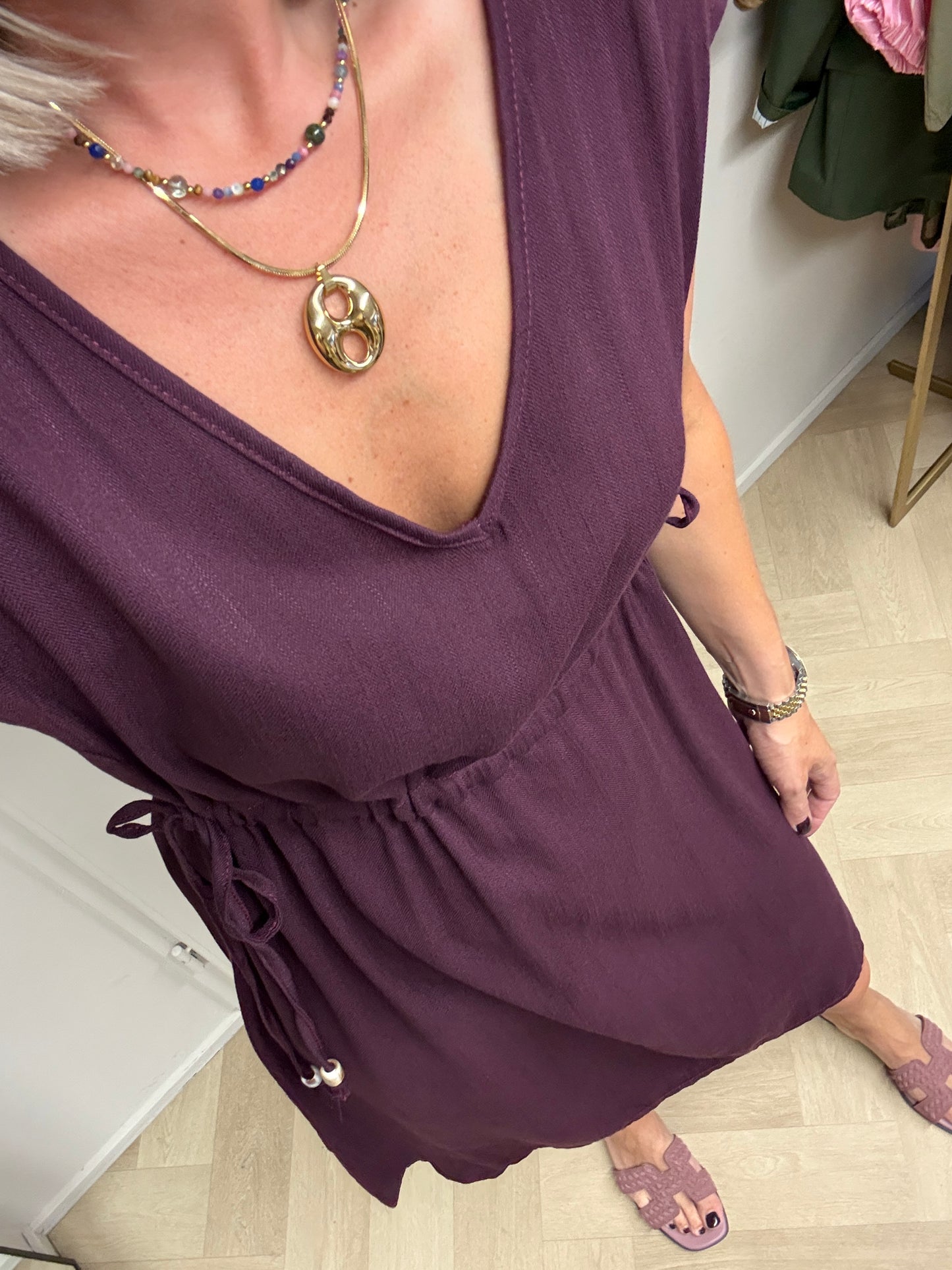 Jurk Britt V-hals Plum