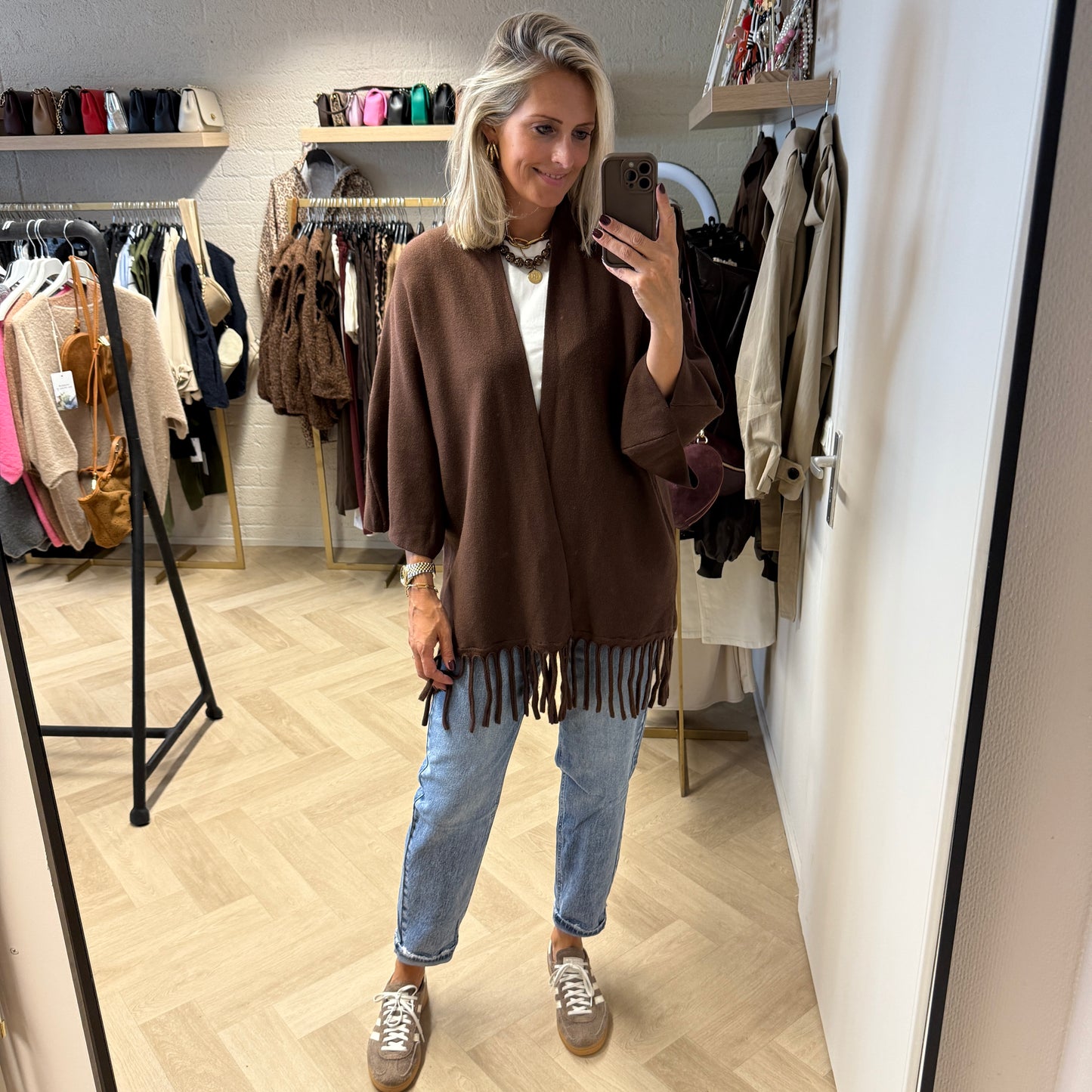 Vest Mara Fringe Donkerbruin