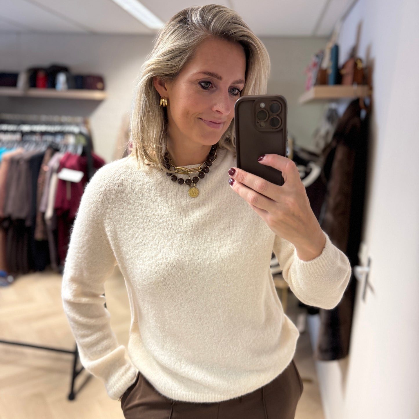Trui Claudia Alpaca Lange Mouw Offwhite
