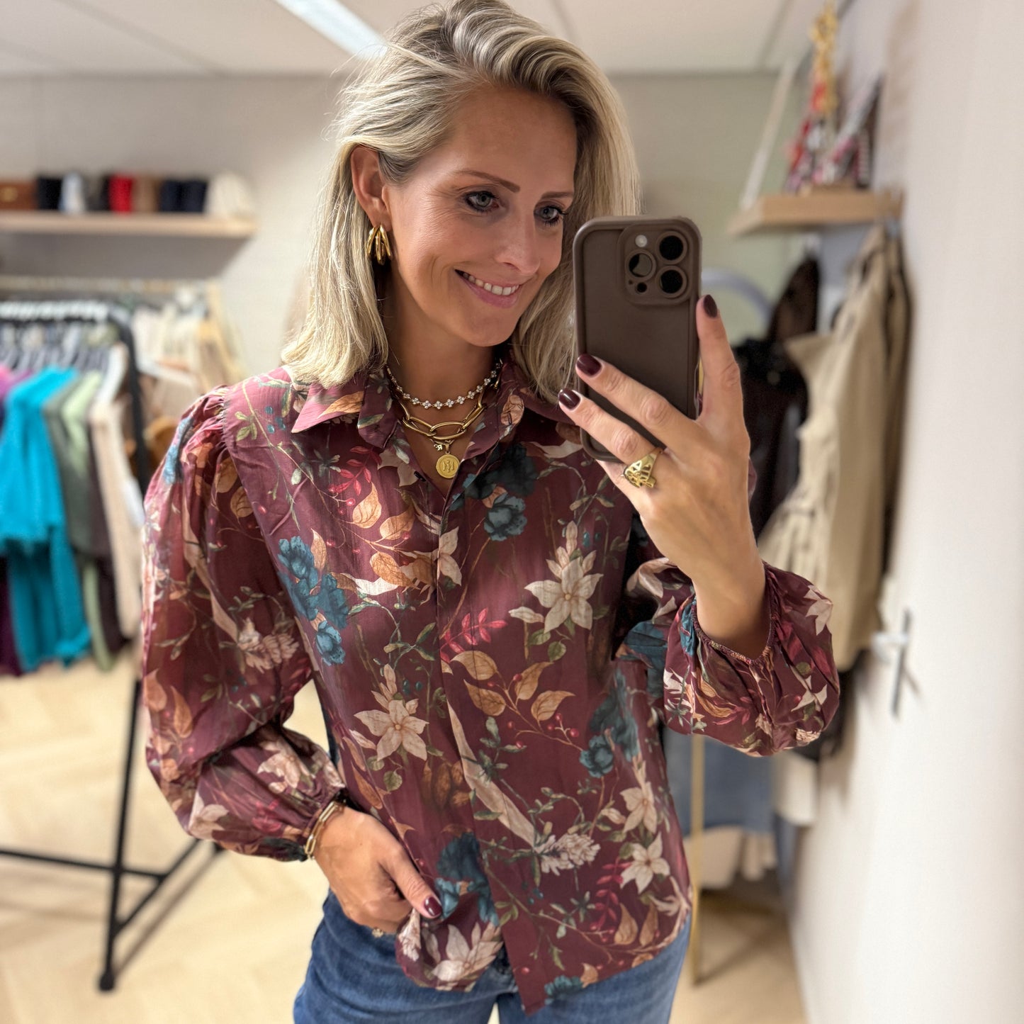 Blouse Georgina Flowers Bordeaux