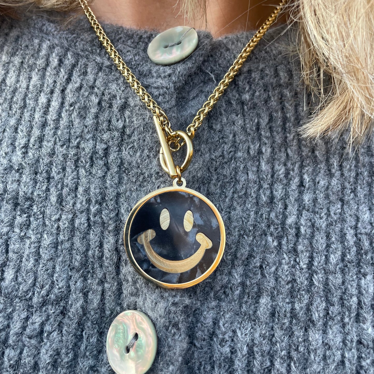 Ketting Smiley Grijs Zwart