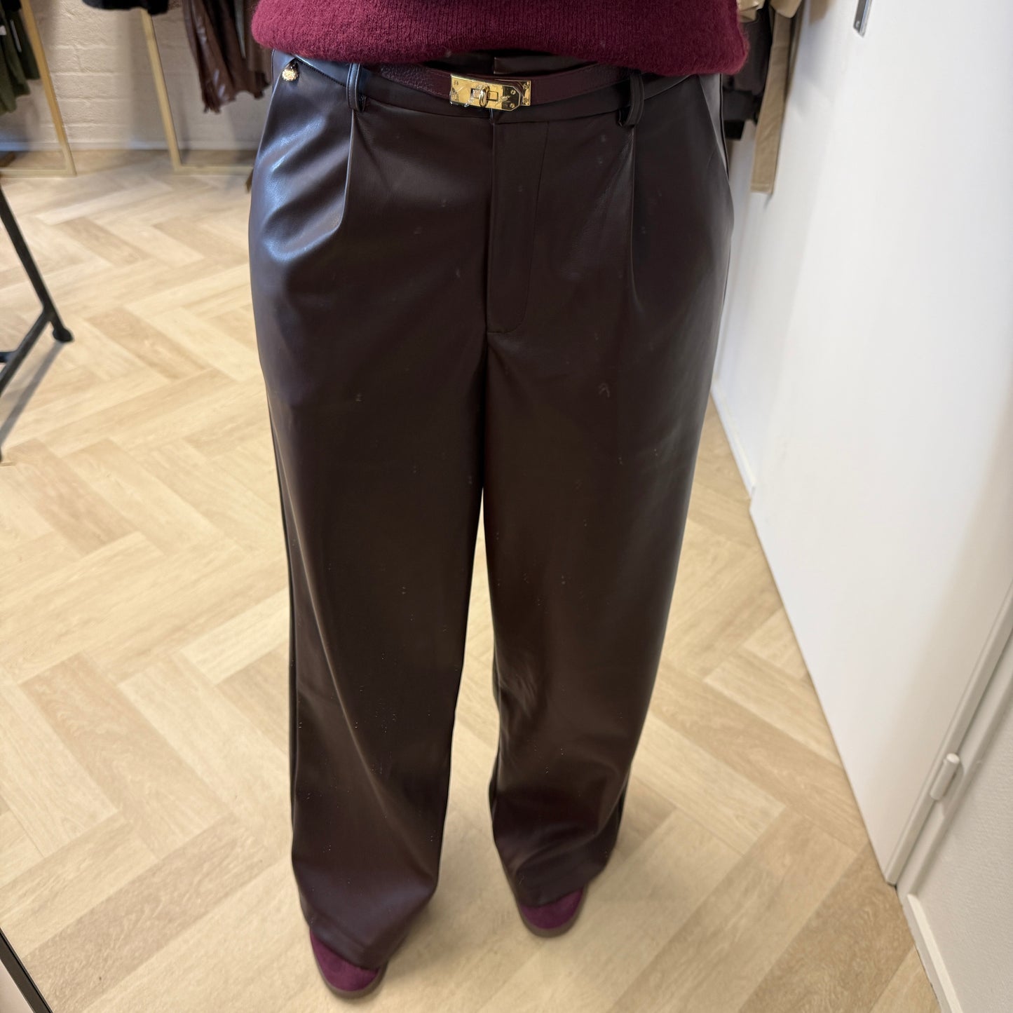 Pantalon Farah Pu Leather Choco Bruin