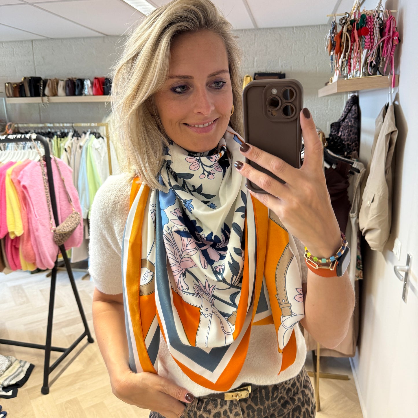 Sjaal Silka Large Belts Oranje