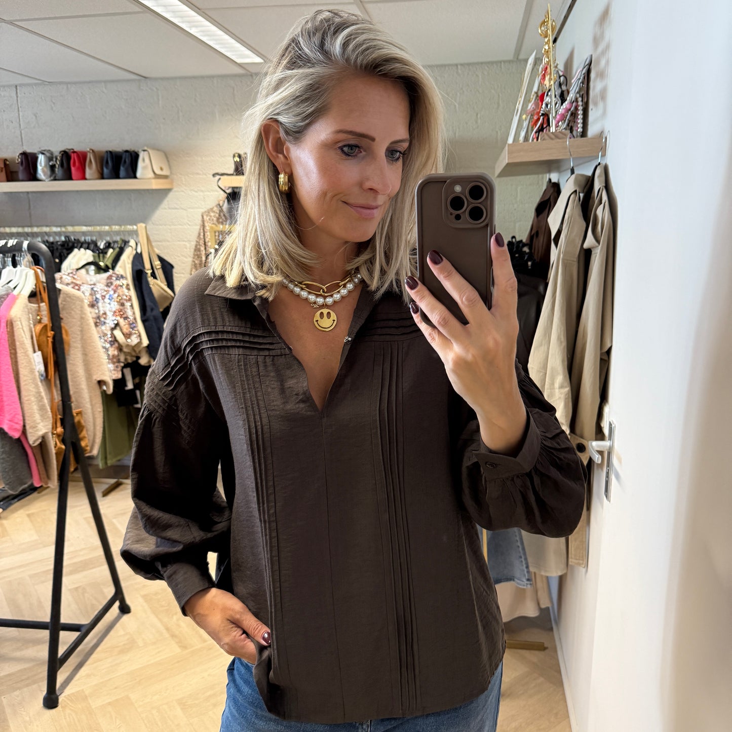 Blouse Stella Viscose Donkerbruin