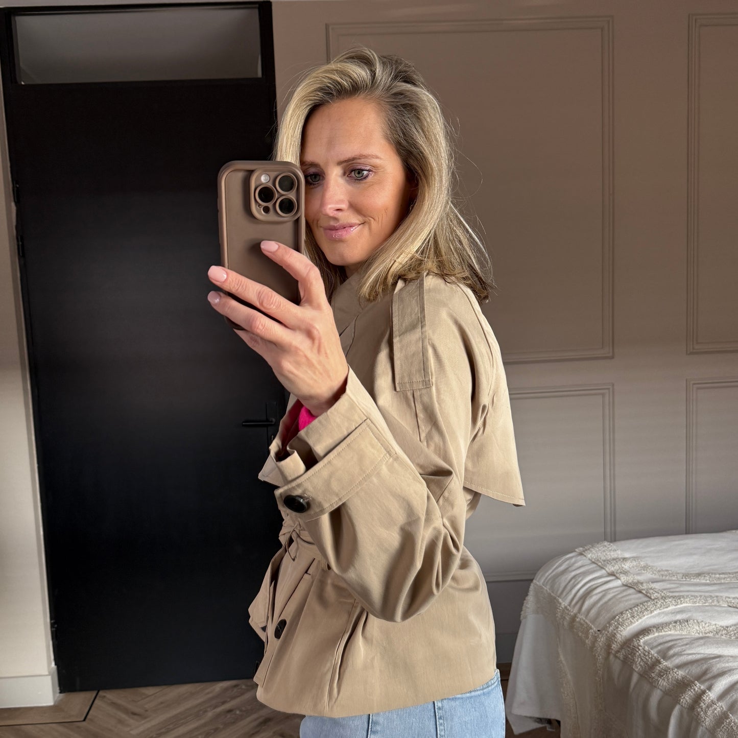Trenchcoat Kort Beige