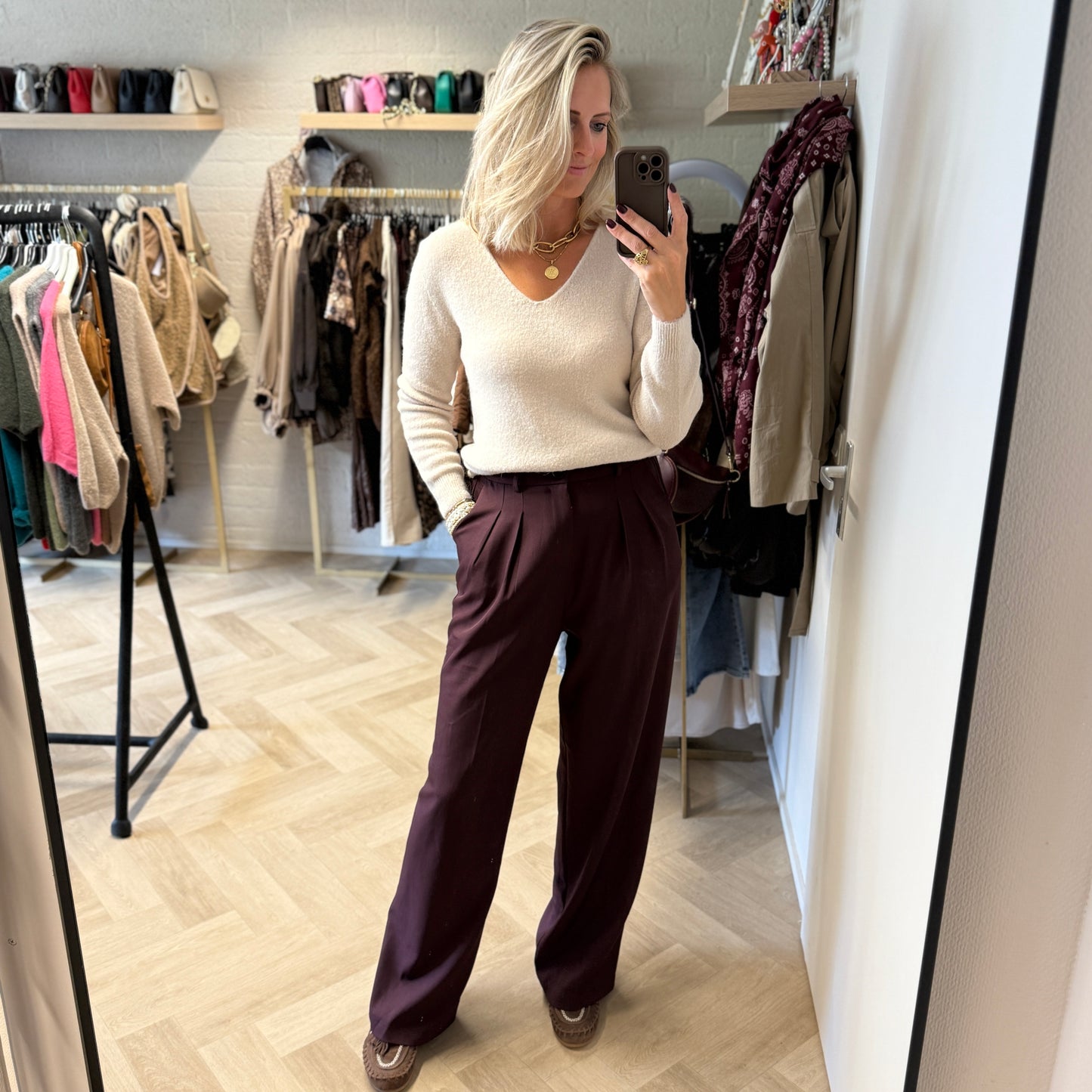 Trui Claudia V-Hals Alpaca Lange Mouw Kit
