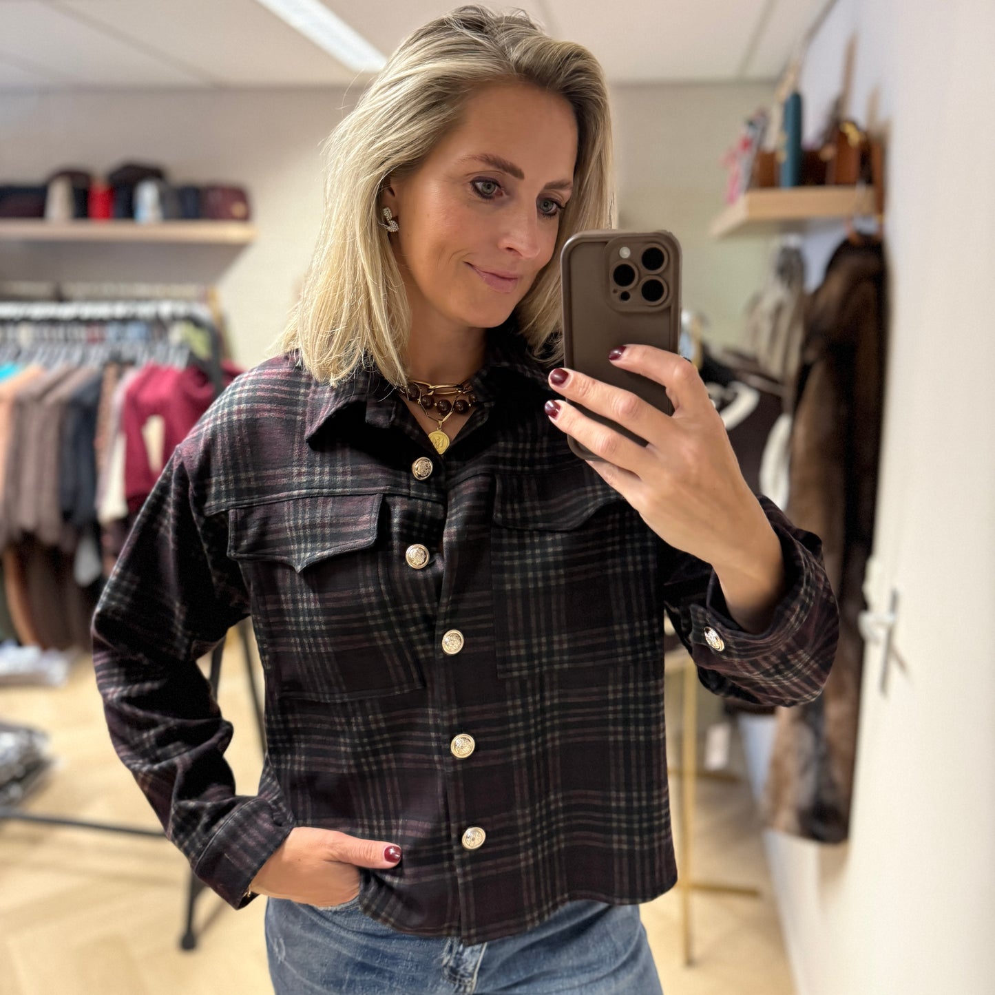 Vest Lieke Ruit Bordeaux