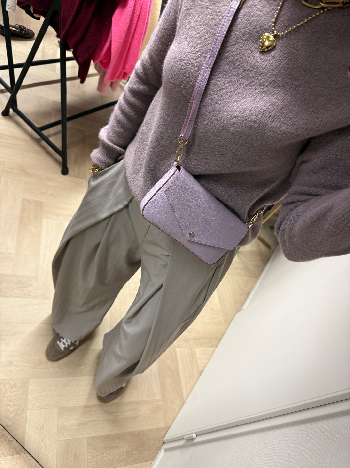 Pantalon Joy Plooi Elastiek Beige Visgraat