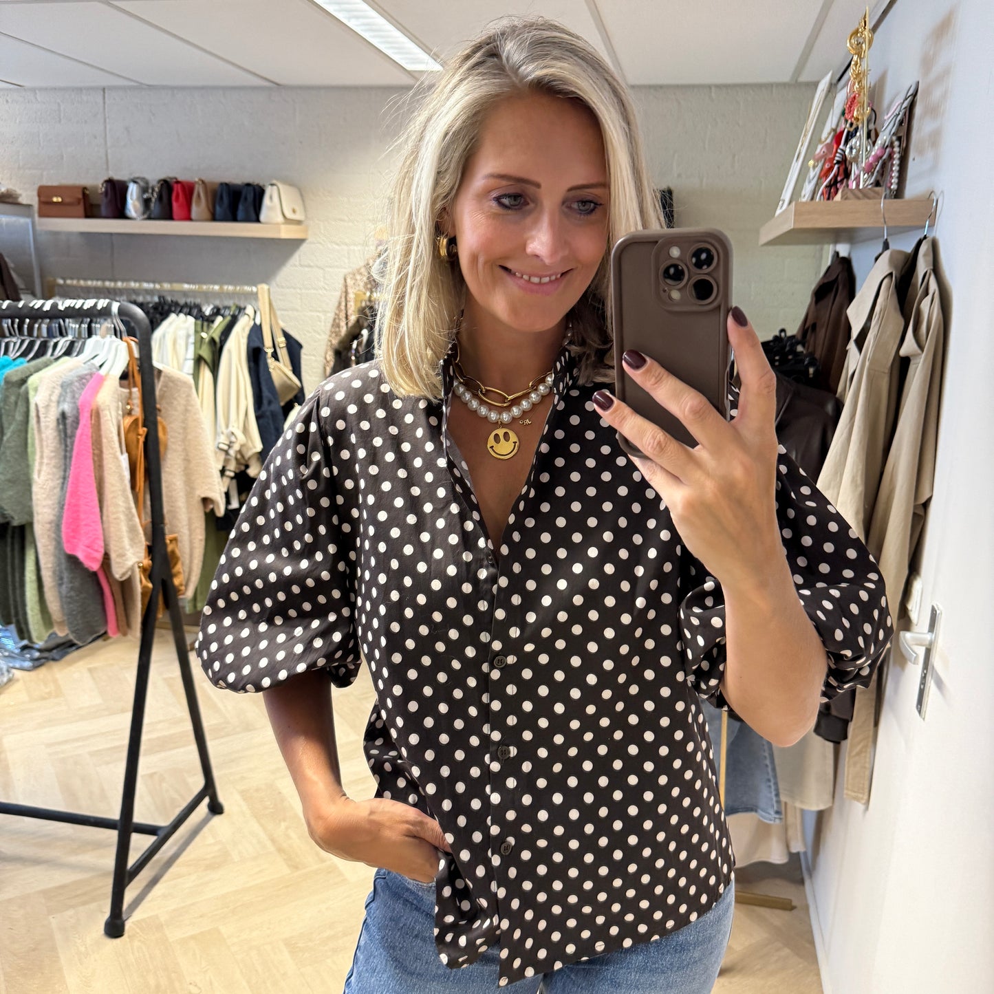 Blouse Evi Polkadot Bruin