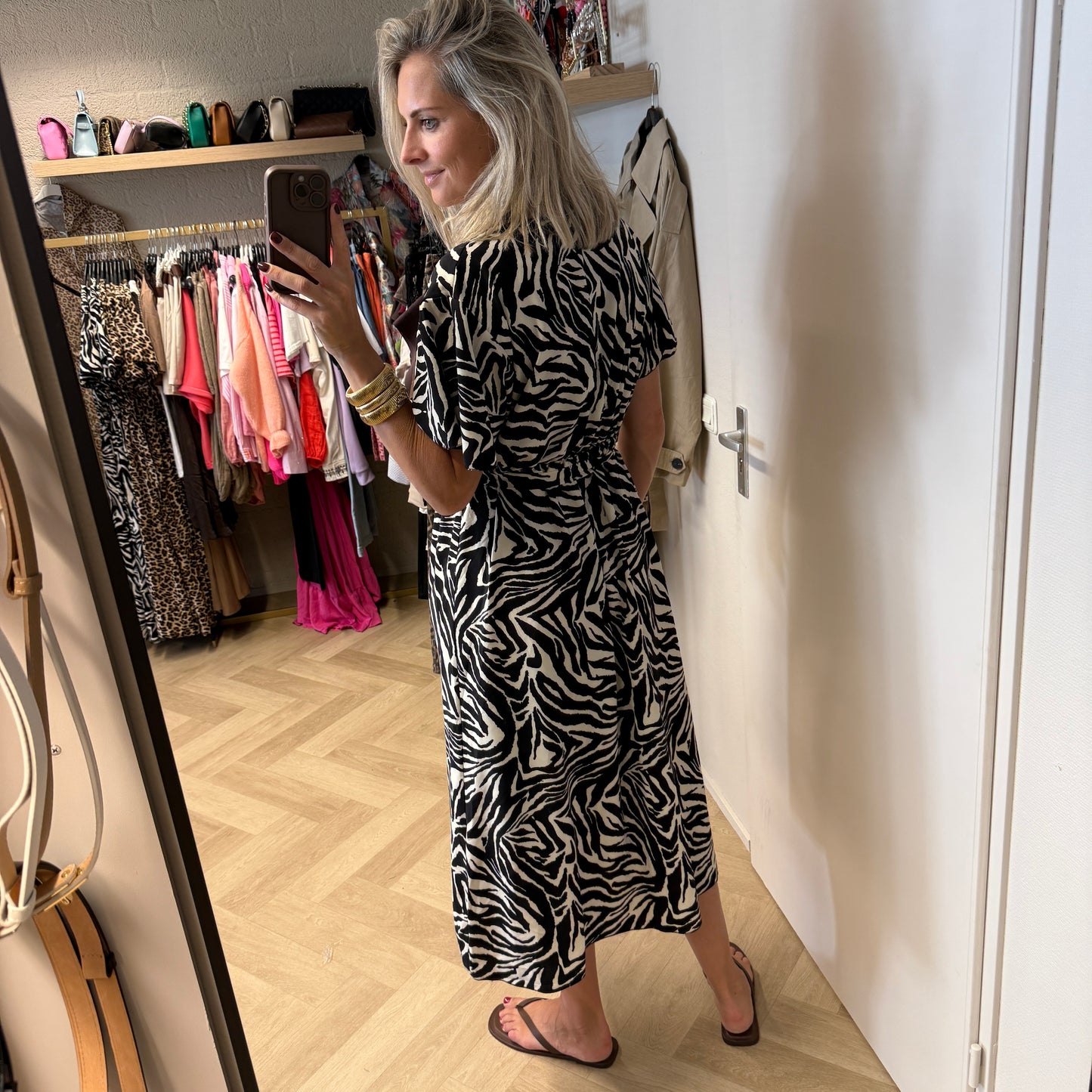 Jurk Midi Lang Simone Zebra