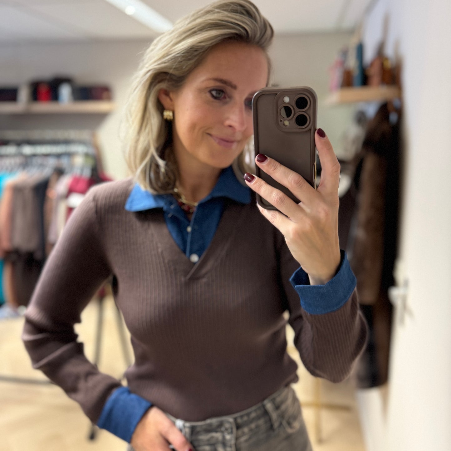 Trui Elza Denim Knit Choco