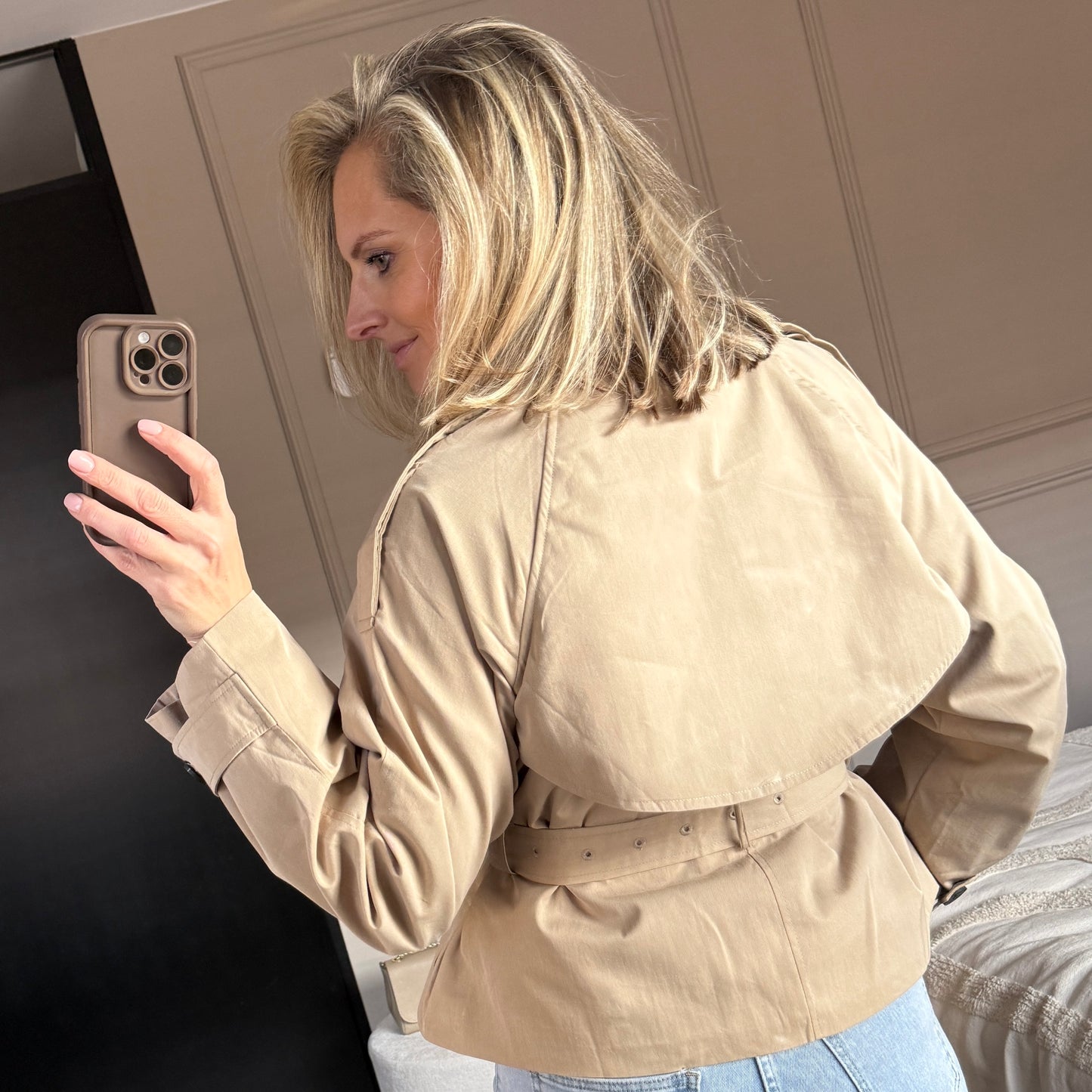 Trenchcoat Kort Beige