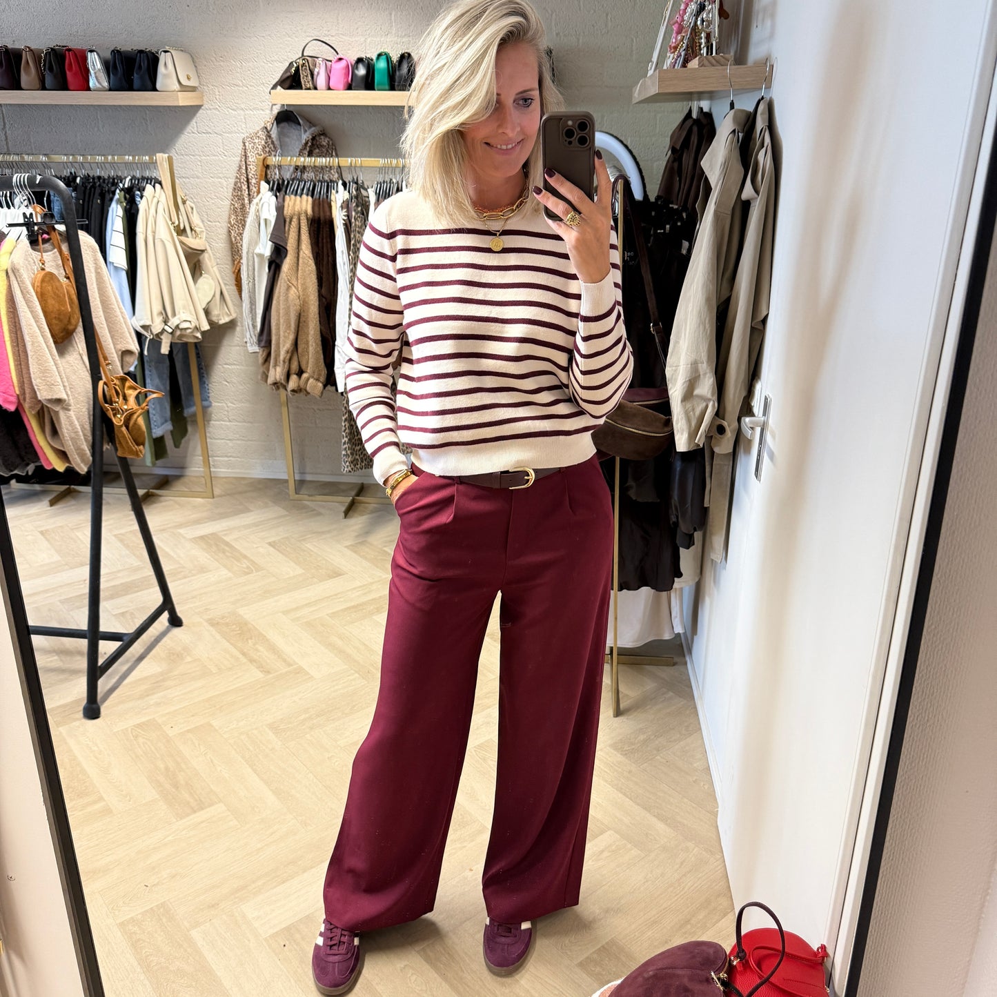 Trui Mila Streep Burgundy