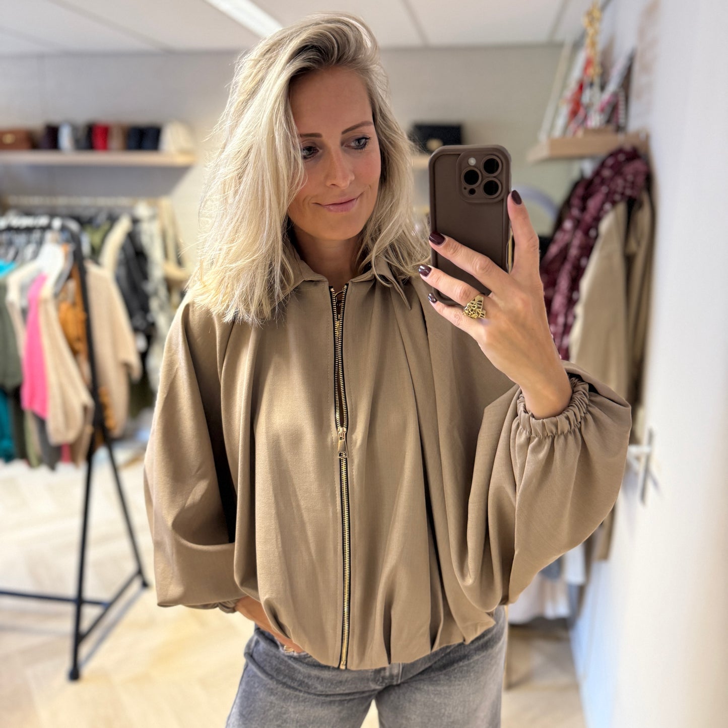 Jas Zara Rits Pof Beige
