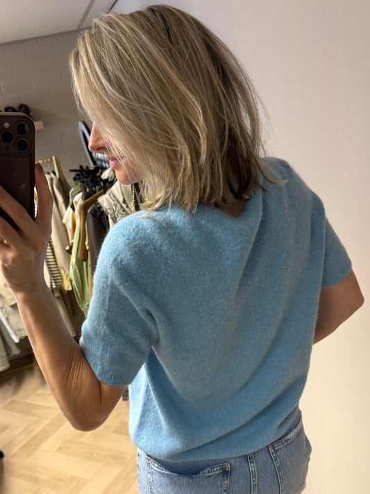 Trui Claudia Korte Mouw Alpaca Lichtblauw