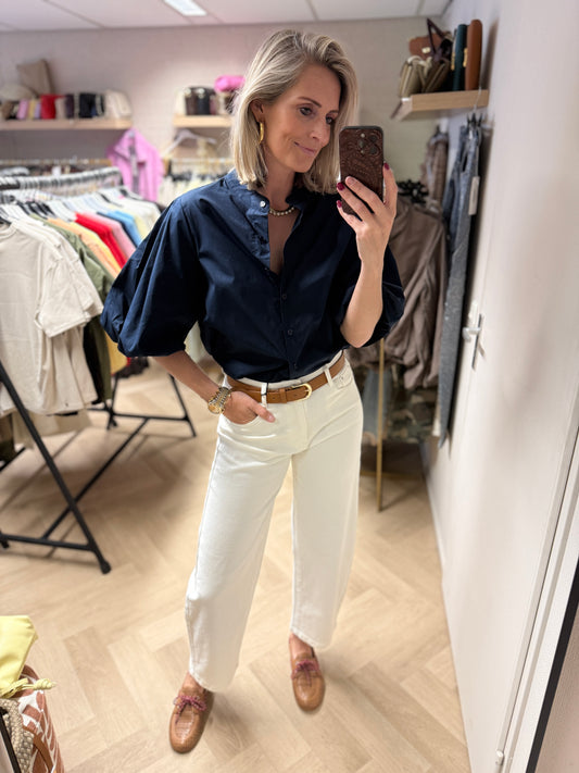 Blouse Fenna KM Pofmouw Donkerblauw