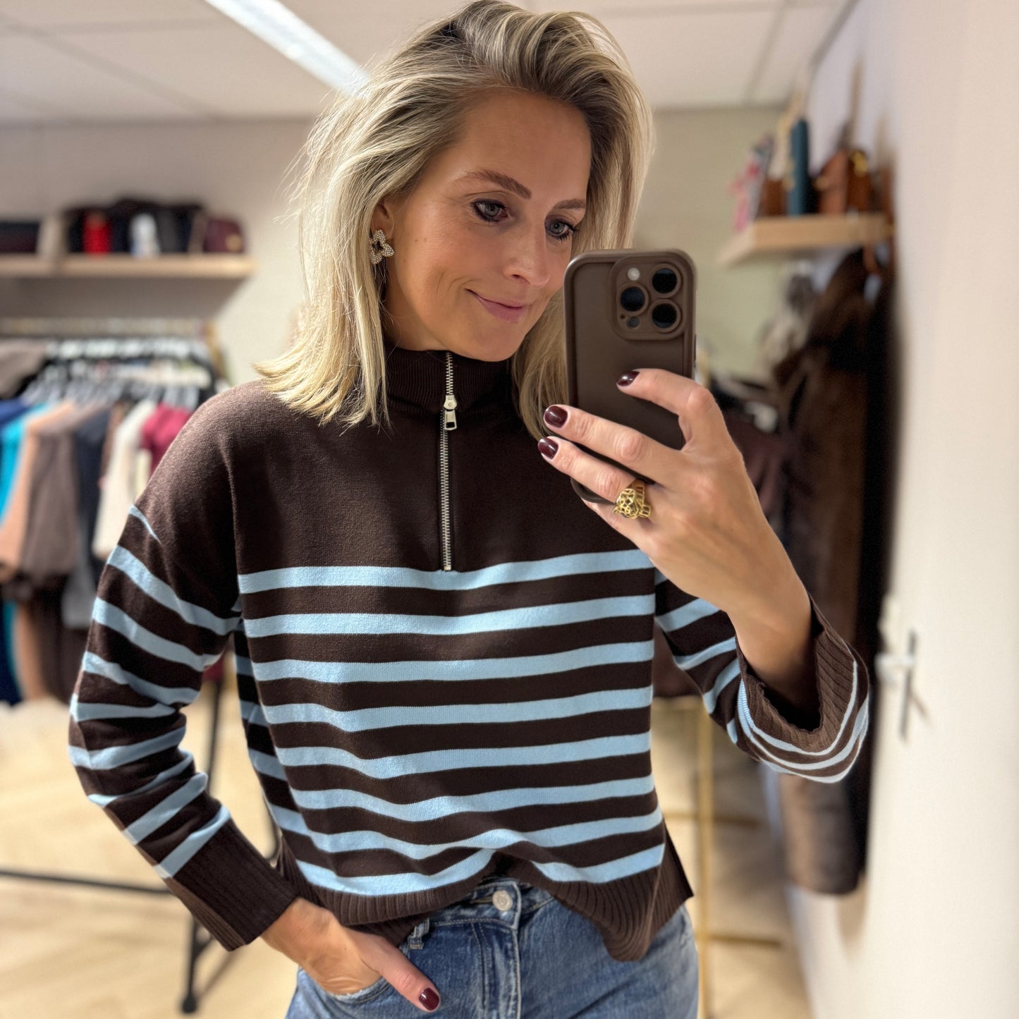 Trui Mary Streep Blauw Bruin