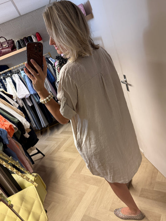 Blouse Jurk Puro Linnen Zand
