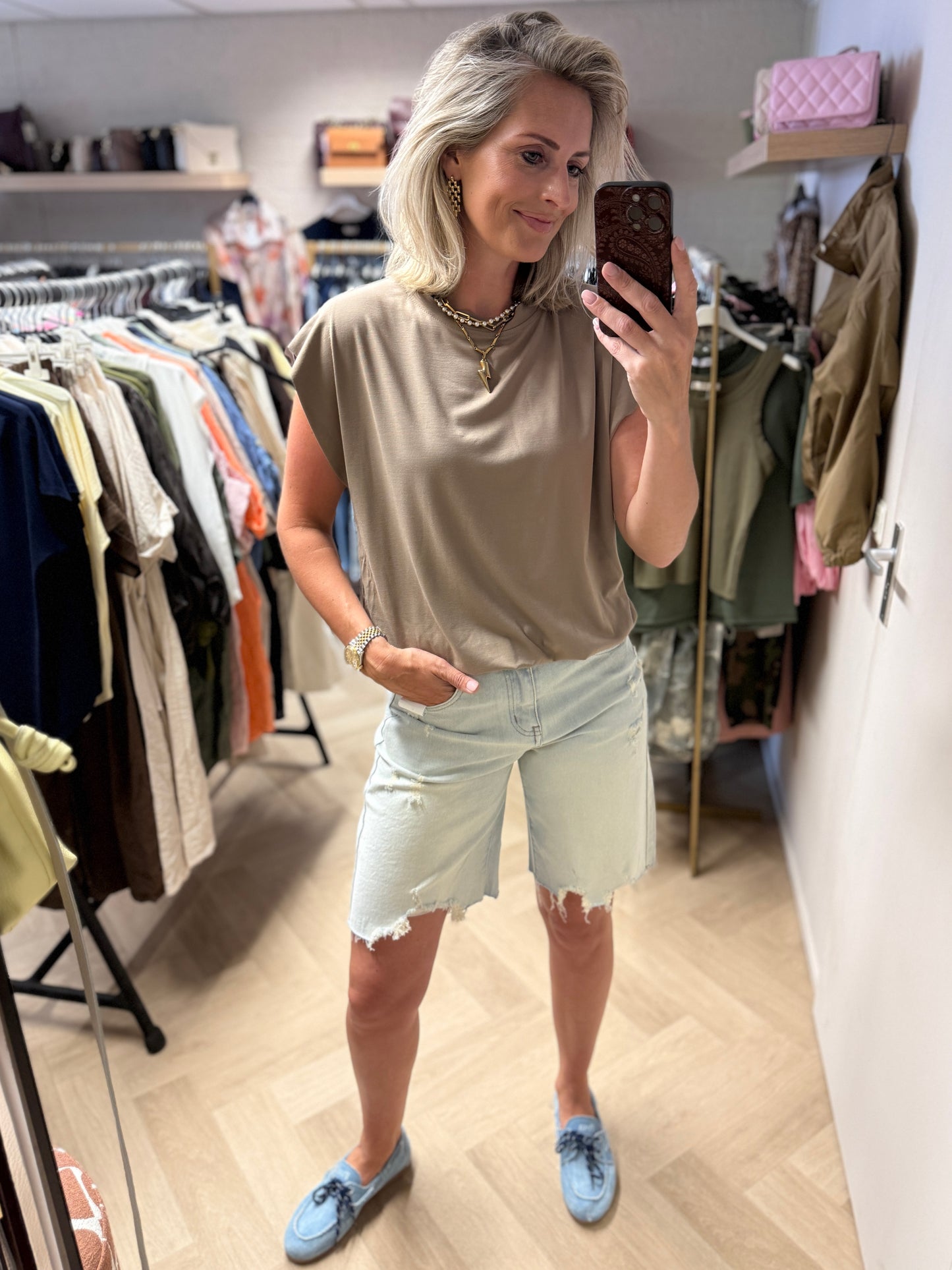Shirt Joy Elastiek Taupe