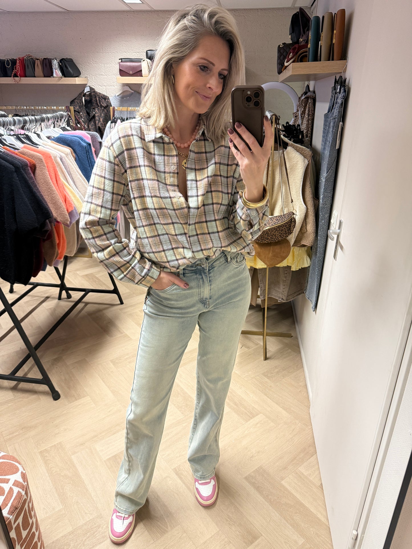 Blouse Julia Ruit Lichtblauw