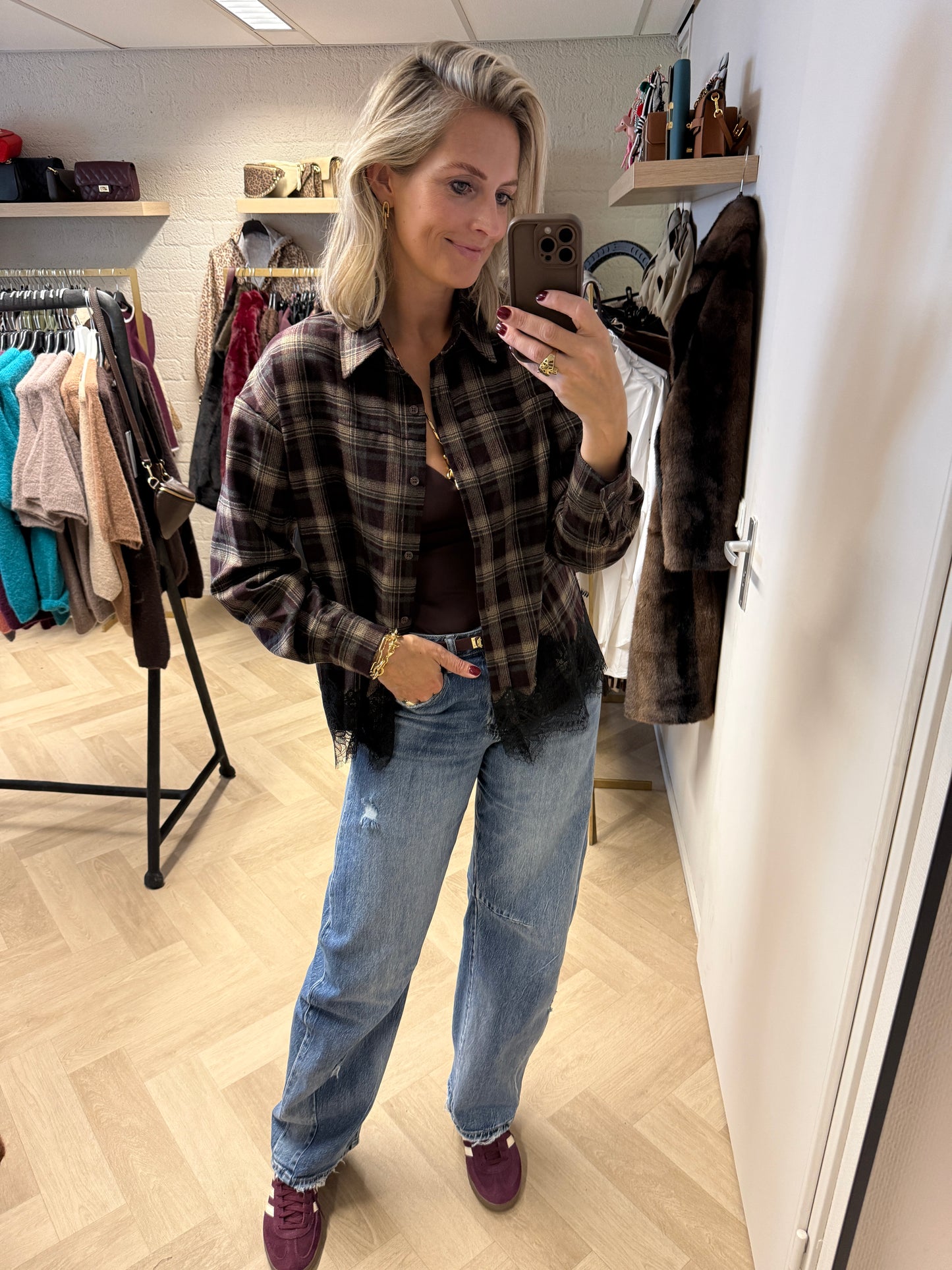 Blouse Daisy Ruit Kant Bordeaux