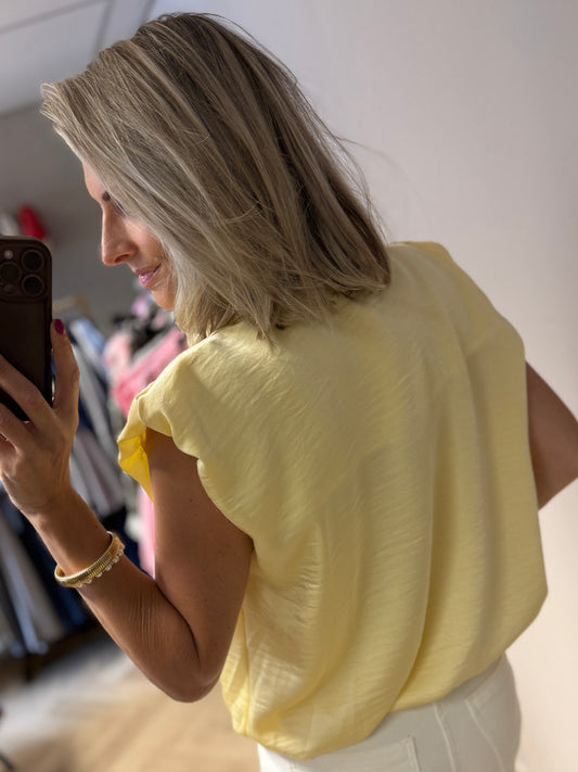 Blouse Nikki Satijn Koord Zachtgeel
