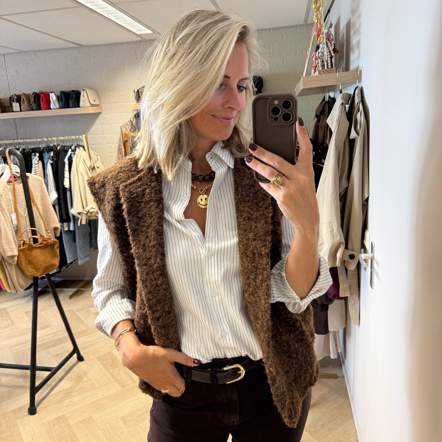 Vest Maxine Furry Choco Bruin