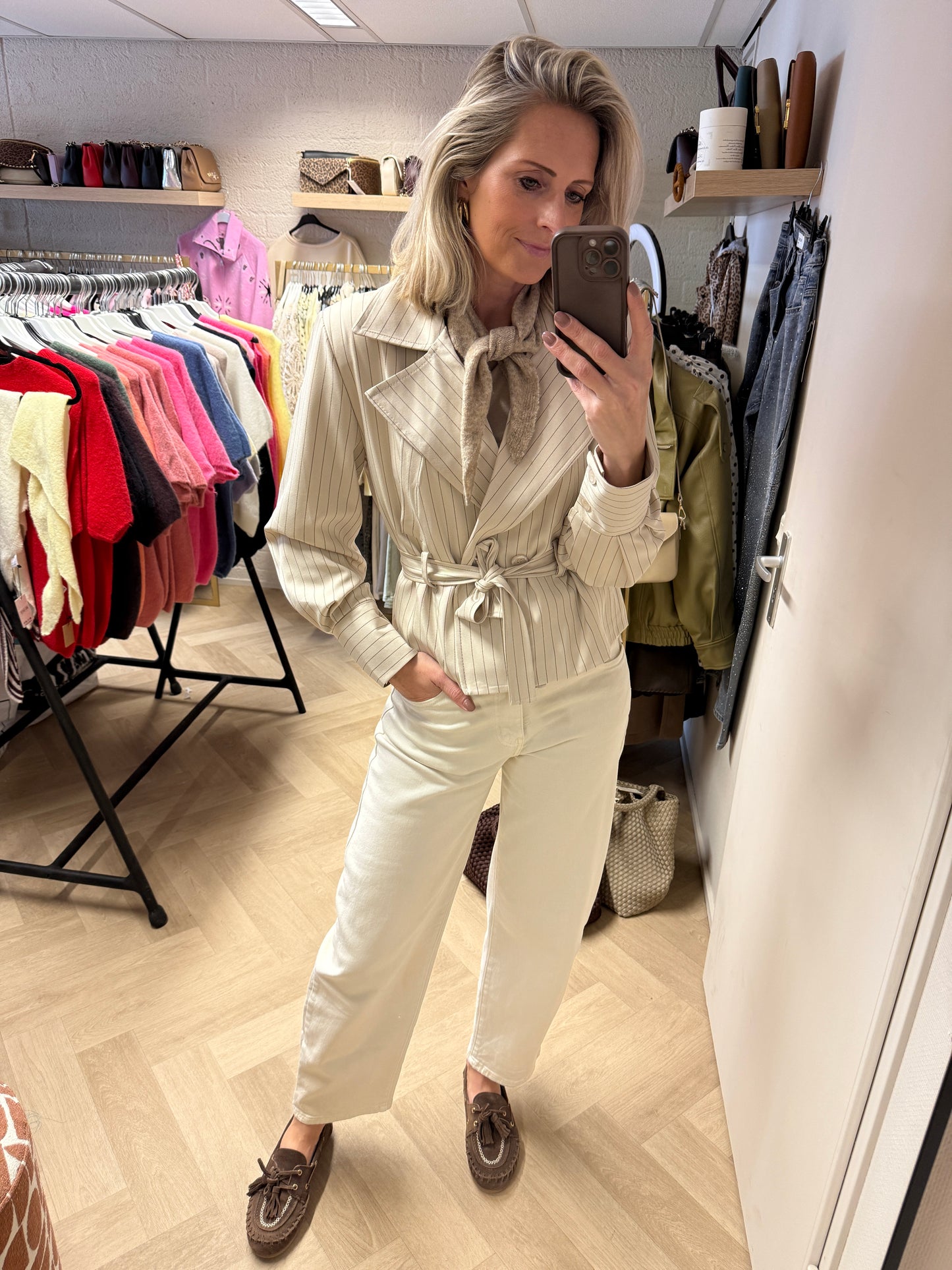 Blazer Charlie Krijtstreep Beige Bruin